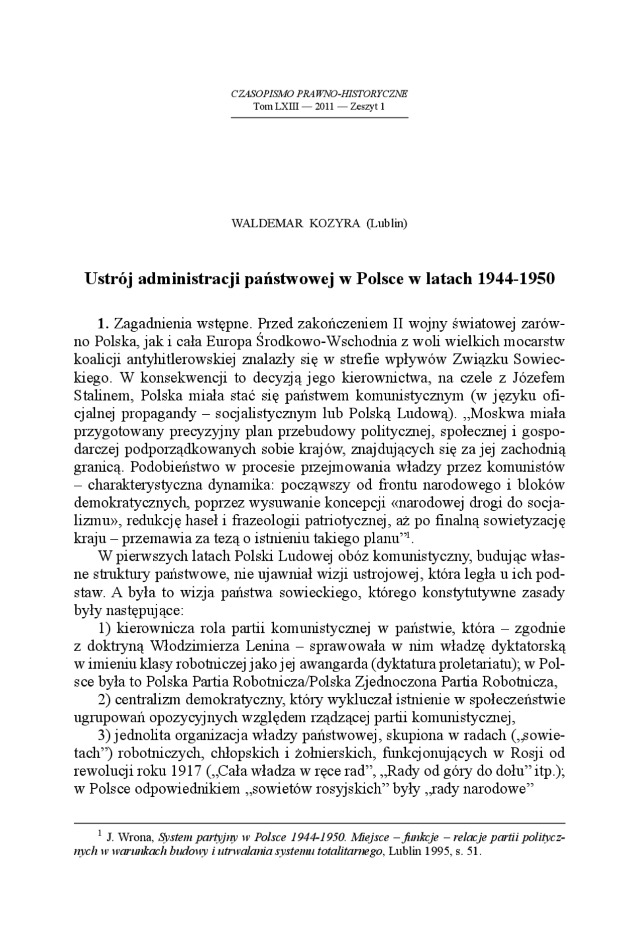 Ustrój administracji państwowej w Polsce w latach 1944-1950 - Docsity