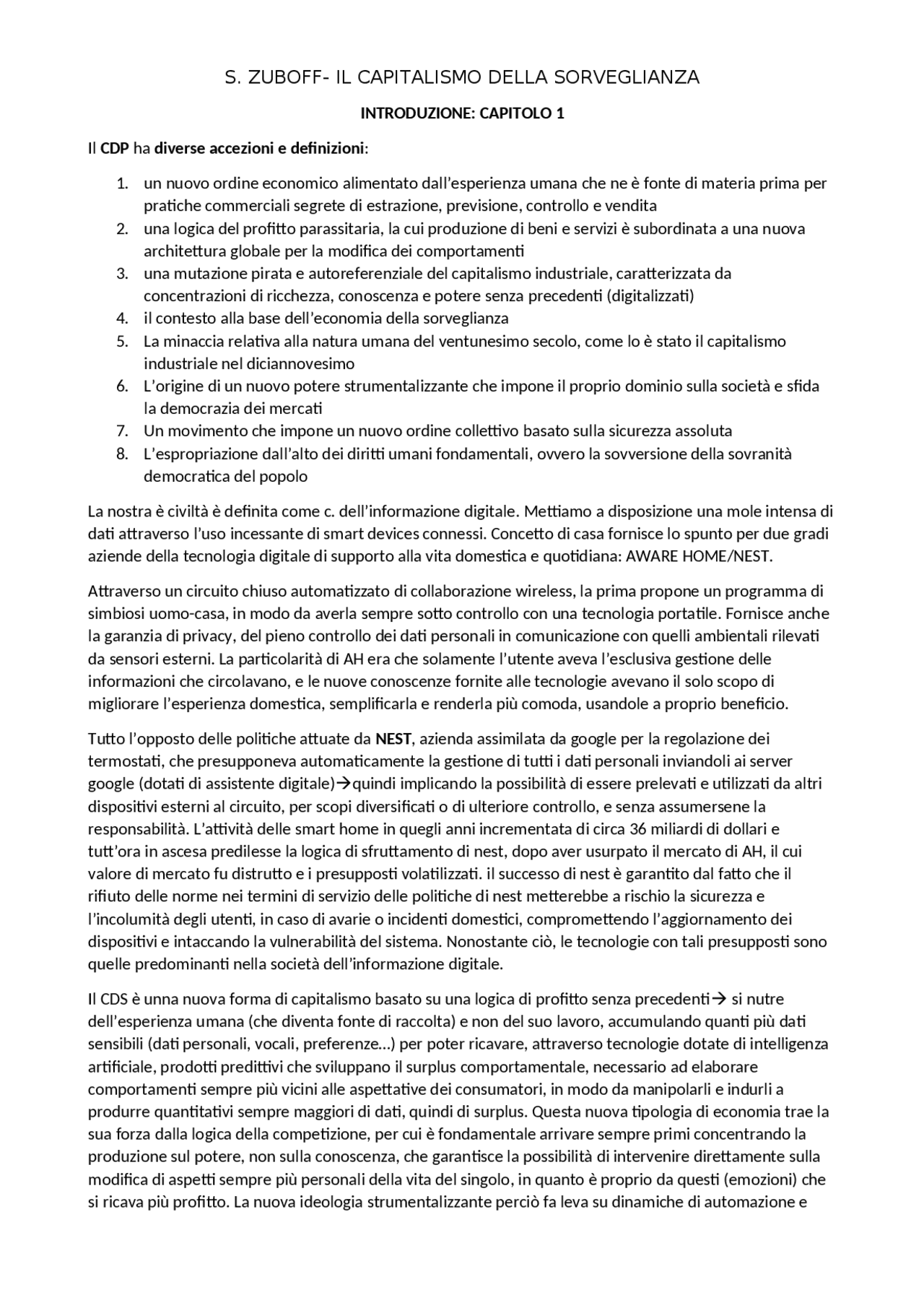 S.Zuboff Il capitalismo della sorveglianza Sintesi del corso di Sociologia Dei Processi S.Zuboff Il capitalismo della sorveglianza Sintesi del corso di Sociologia Dei Processi