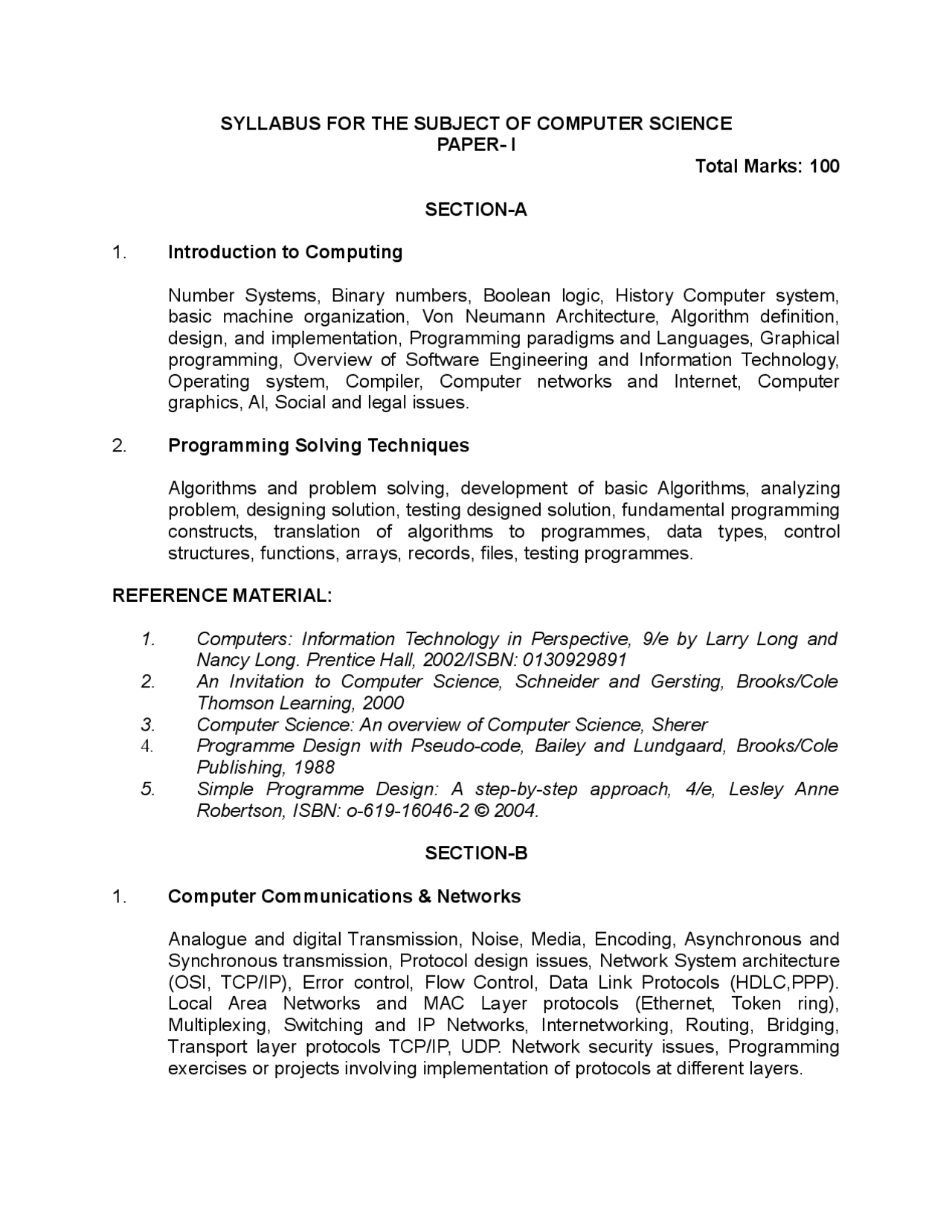 Computer Science SYllabus - Docsity