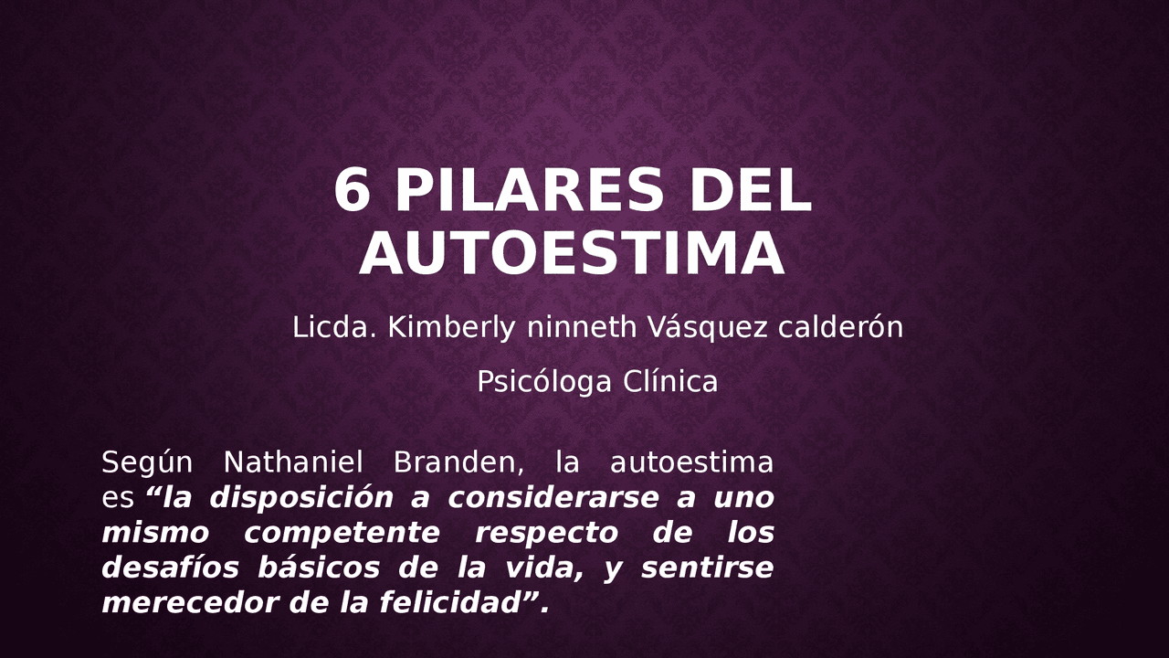 Pilares de la autoestima - Docsity