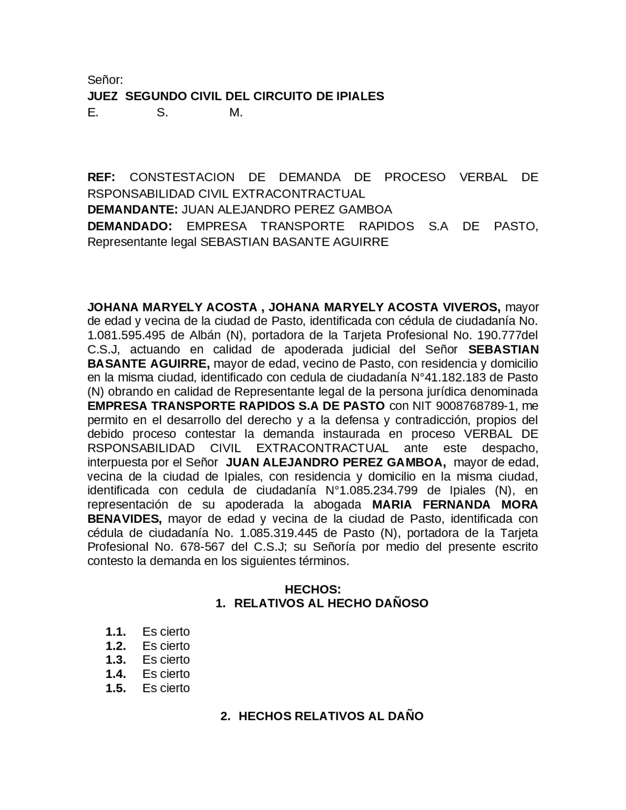 Ejemplo De Contestacion De Demanda De Divorcio Opciones De ...