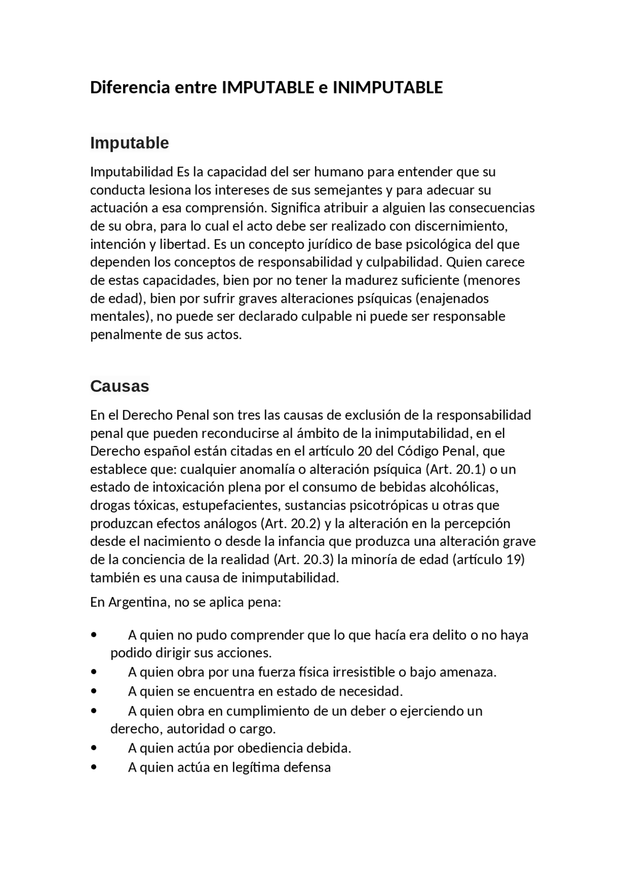 DIFERENCIA ENTRE IMPUTABLE E INIMPUTABLE | Apuntes de Historia de ...