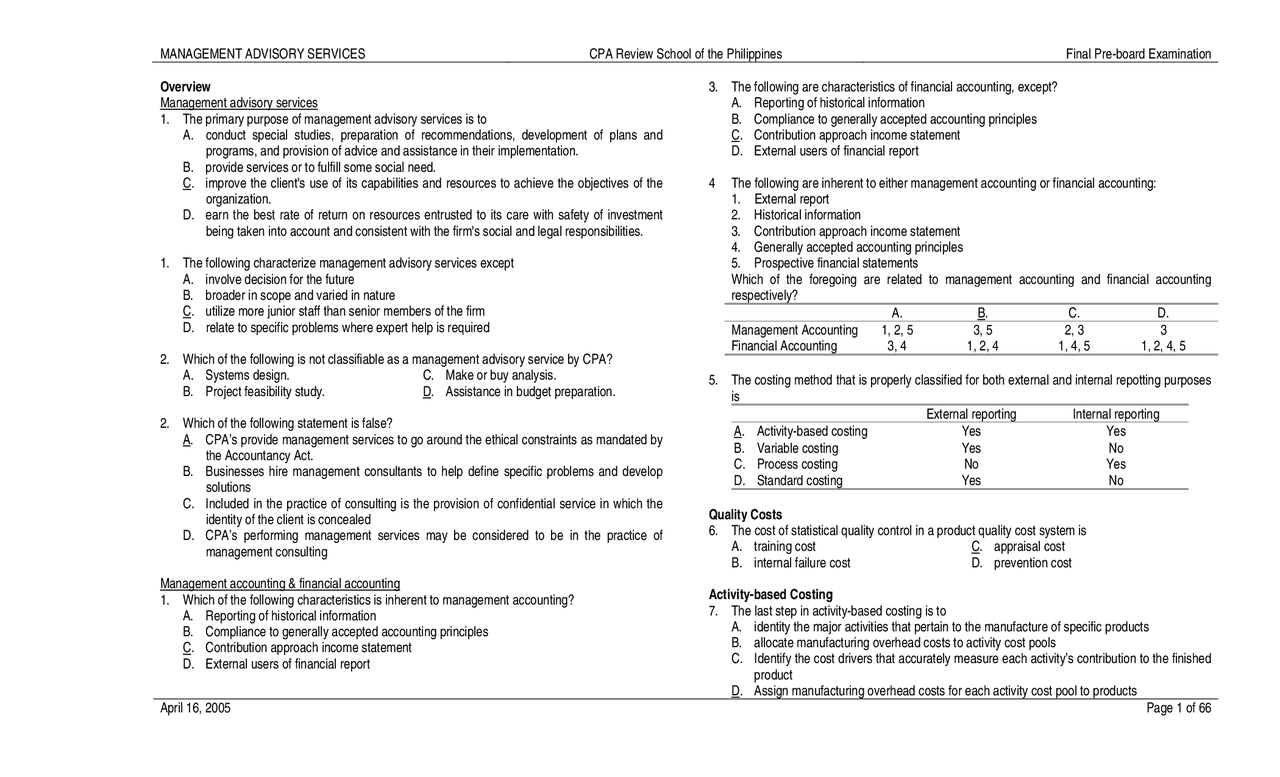 Mas mcq's (multiple choice questionnaire - Docsity