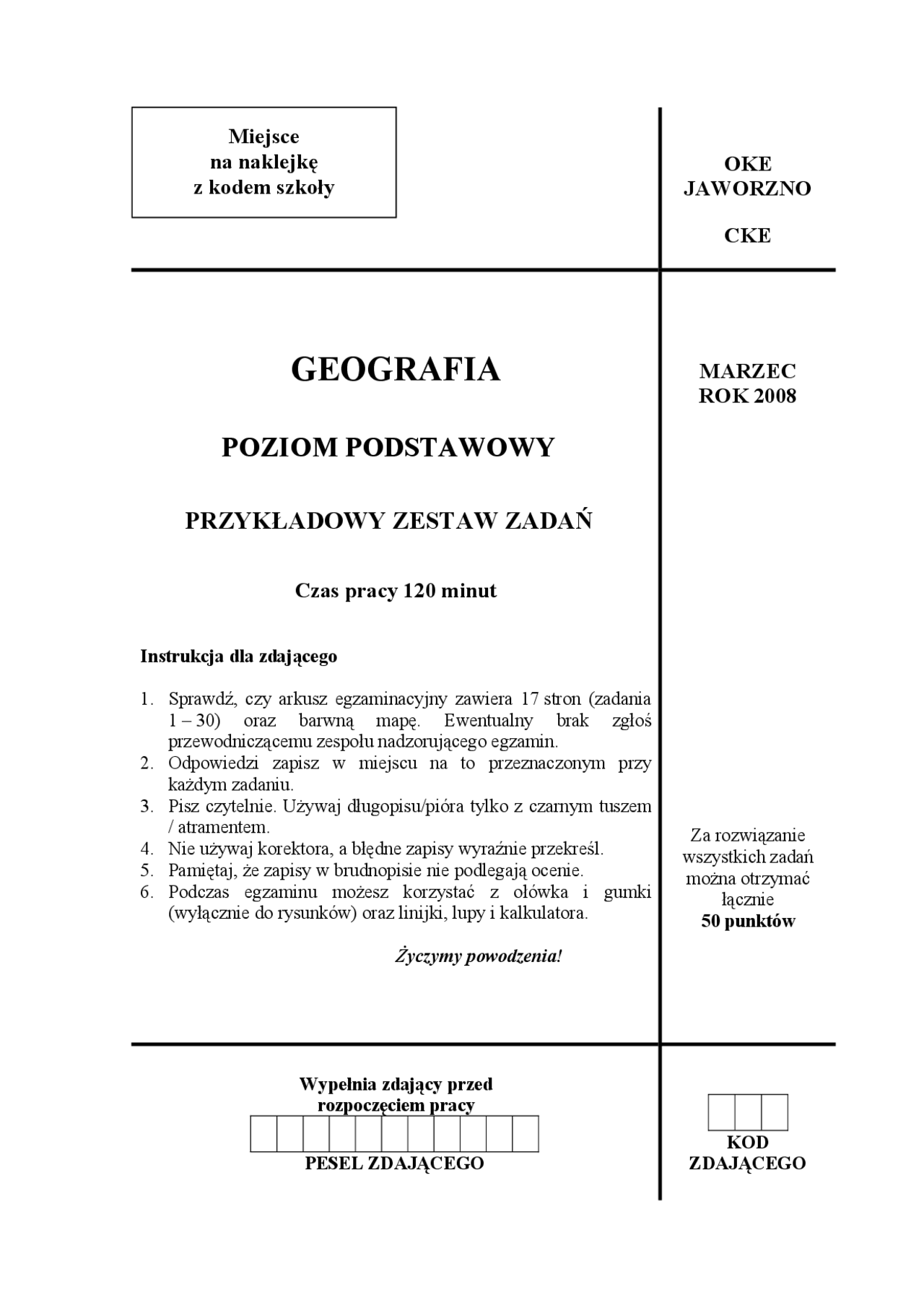 Geografia, poziom podstawowy - zadania maturalne | Egzamin maturalny