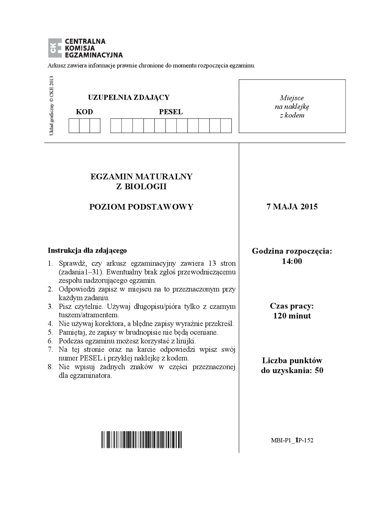 Matura Z Biologii 2012 Poziom Podstawowy