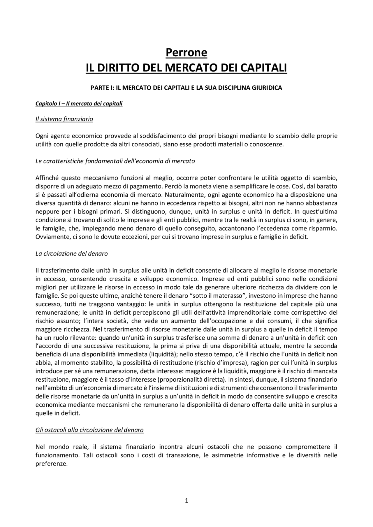 Il diritto del mercato dei capitali Perrone Docsity