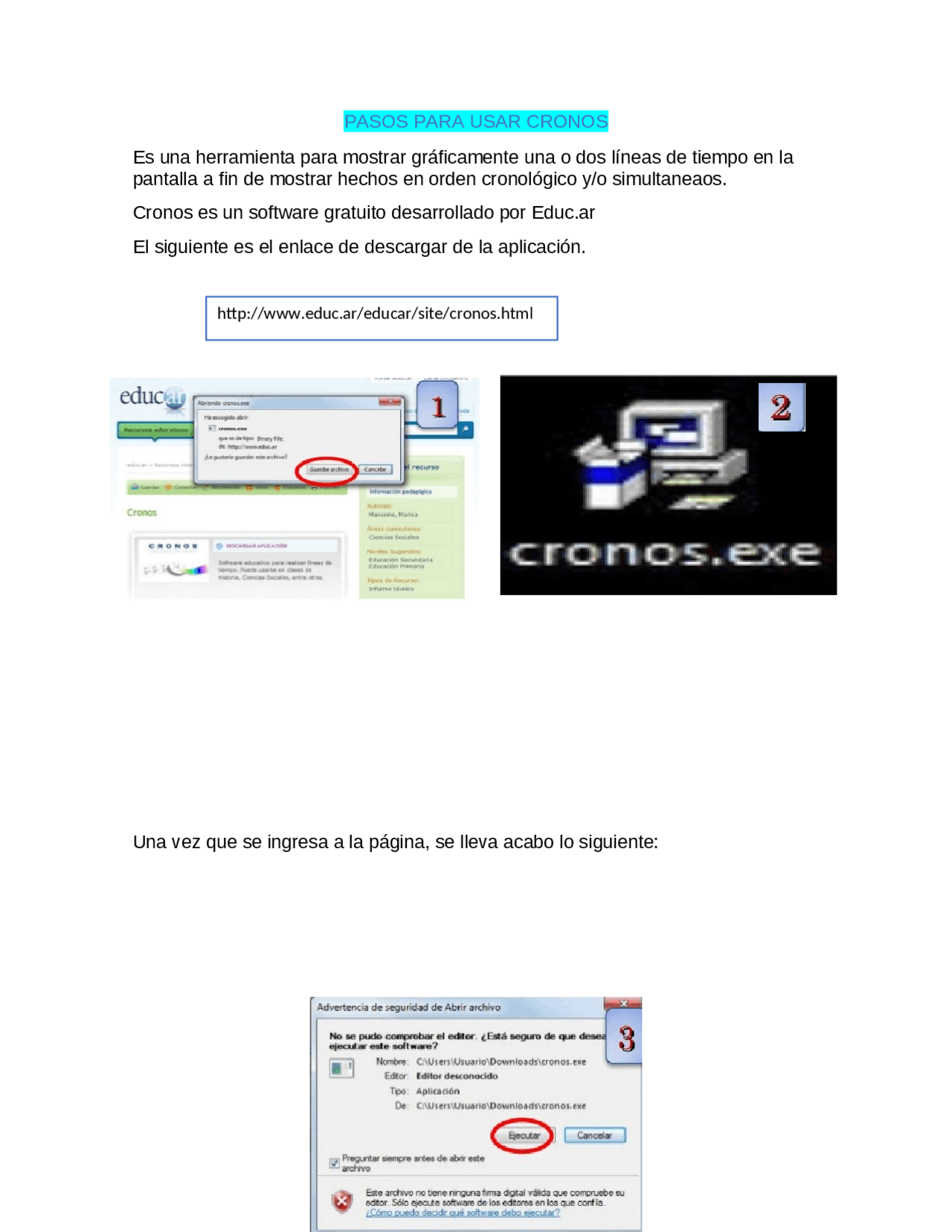 PASOS PARA USAR CRONOS - Docsity