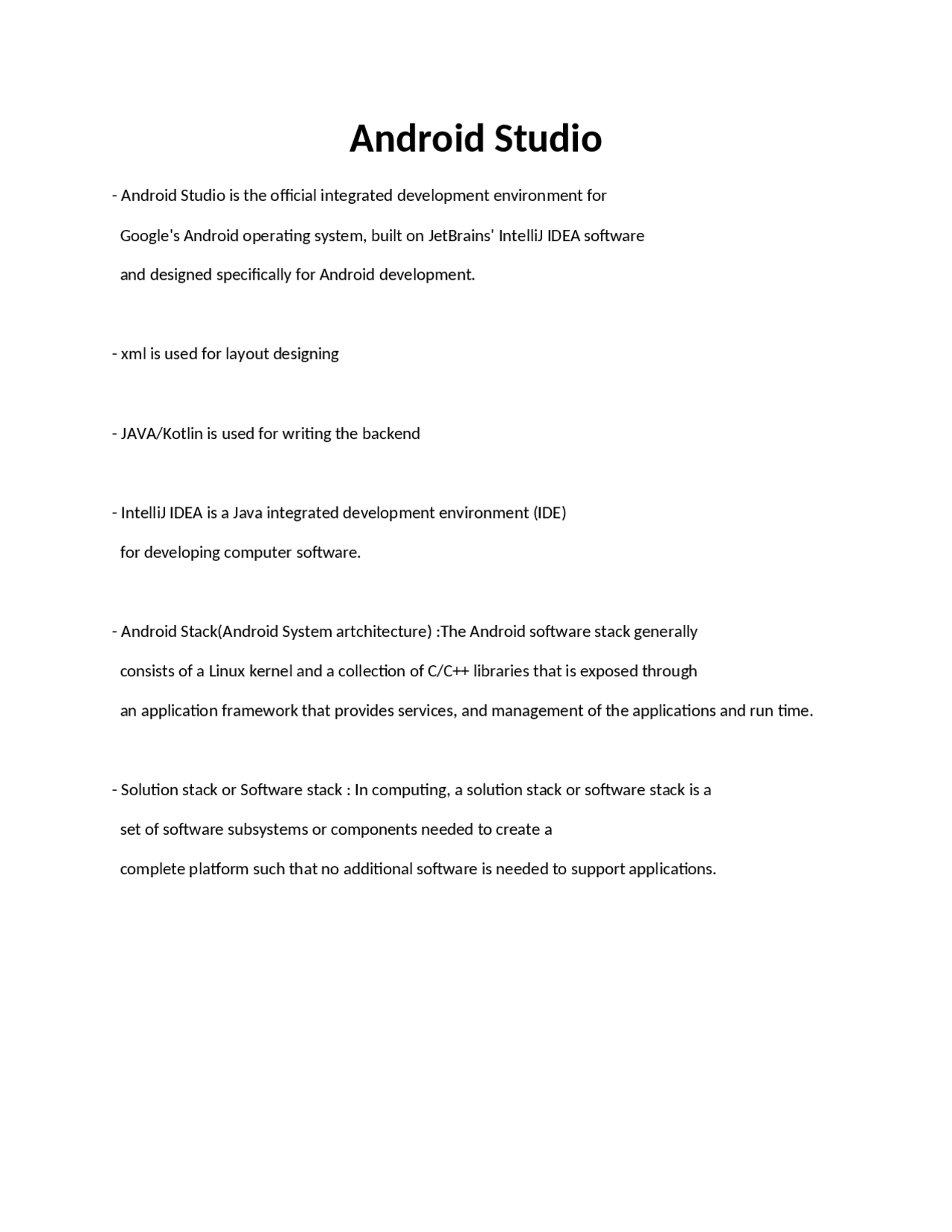 Android Studio Brief for Beginners - Docsity