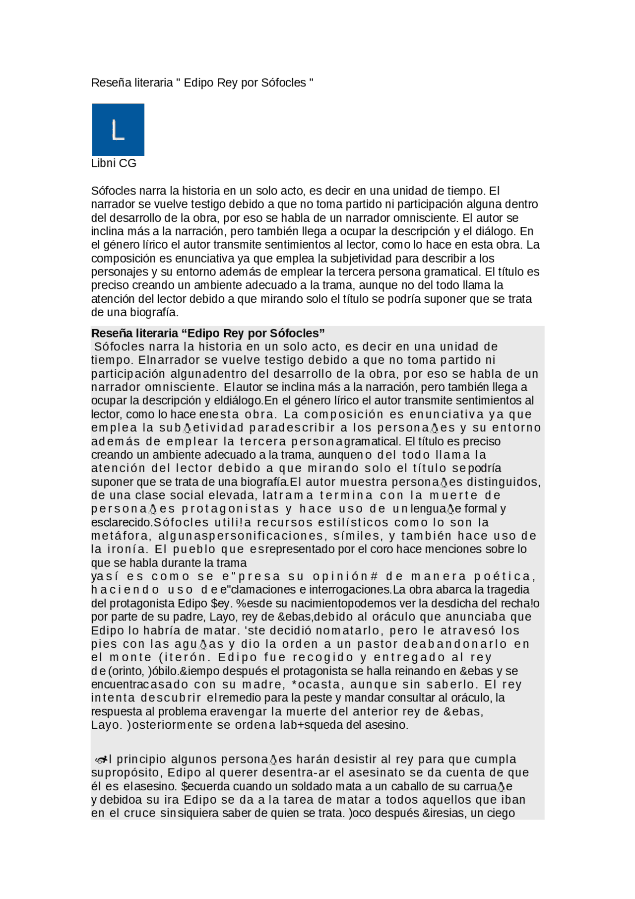 Resena Literaria Muy Breve Docsity