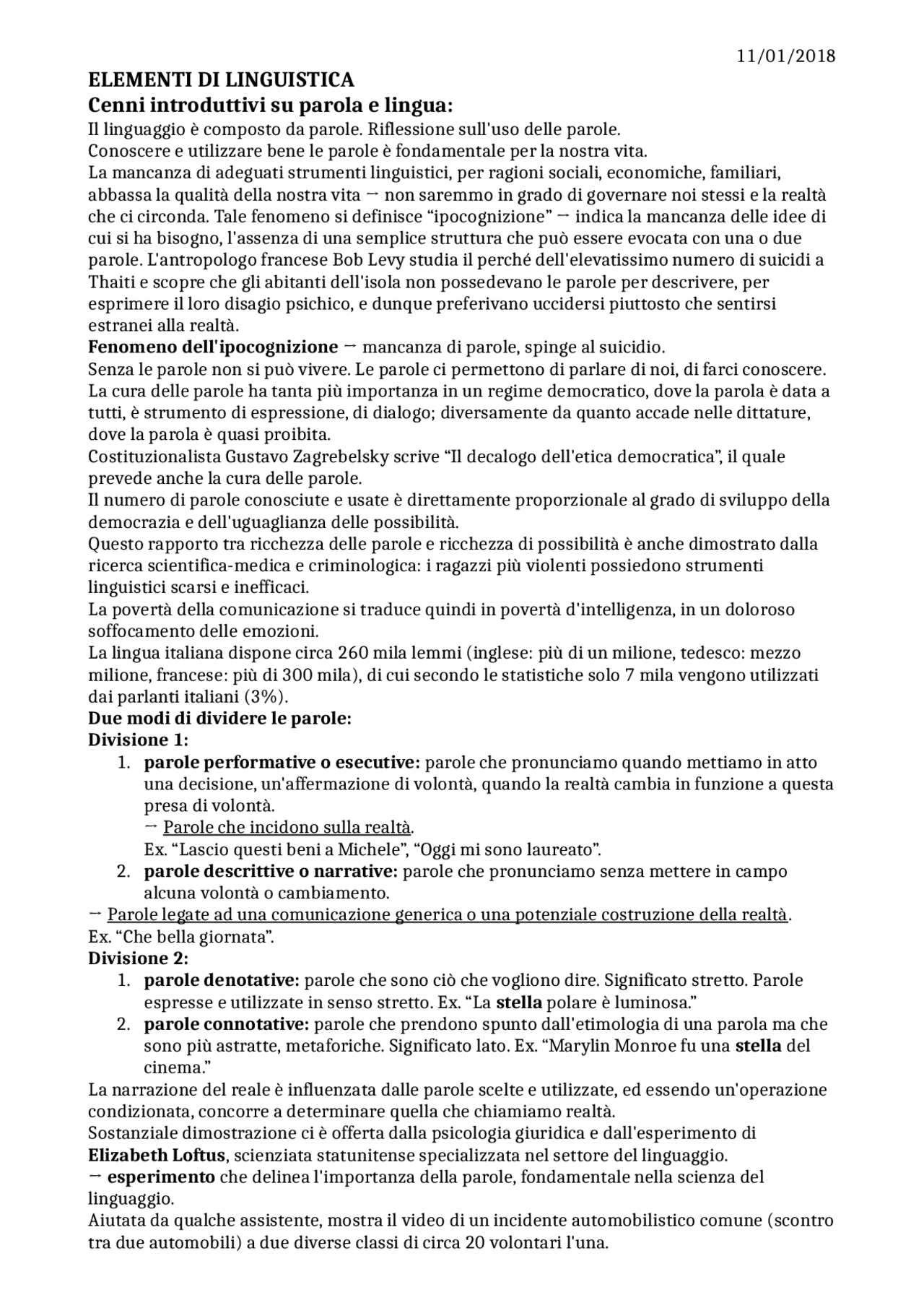 Elementi DI Linguistica Docsity