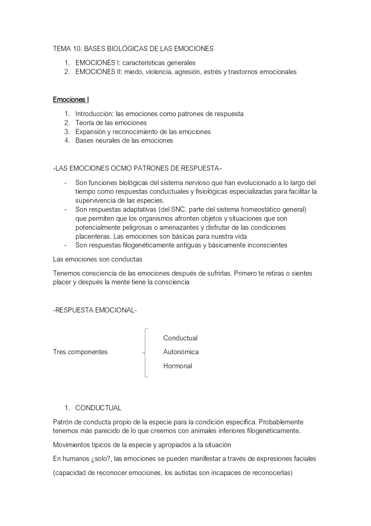 BASES BIOLÓGICAS DE LAS EMOCIONES - Docsity