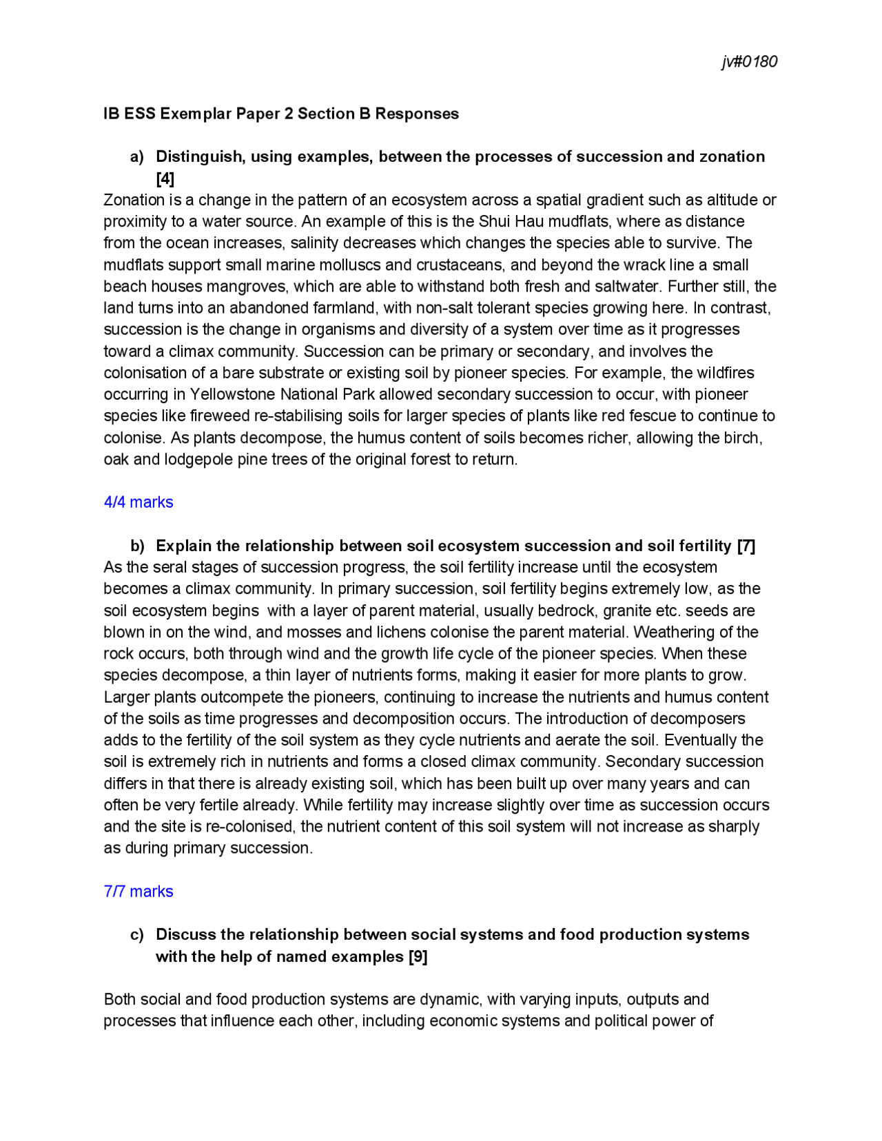 IB ESS Paper exemplar response | Lecture notes Environmental science ...