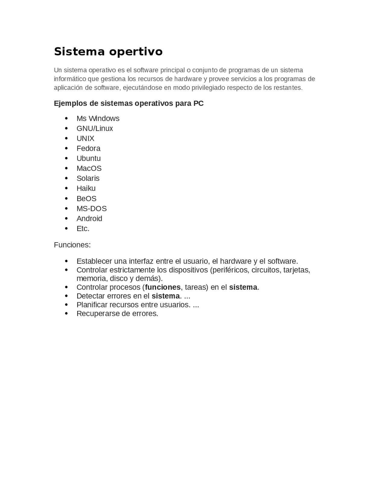 El sistema operativo - Docsity