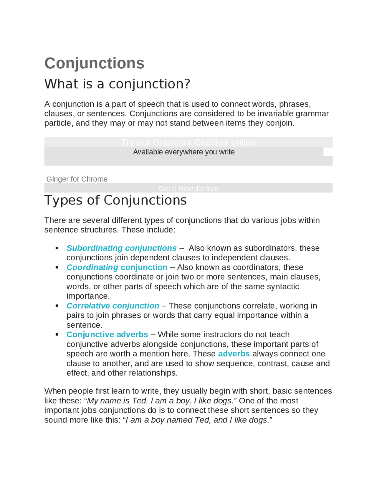 Conjunction study for better comprehension | Essays (high school ...