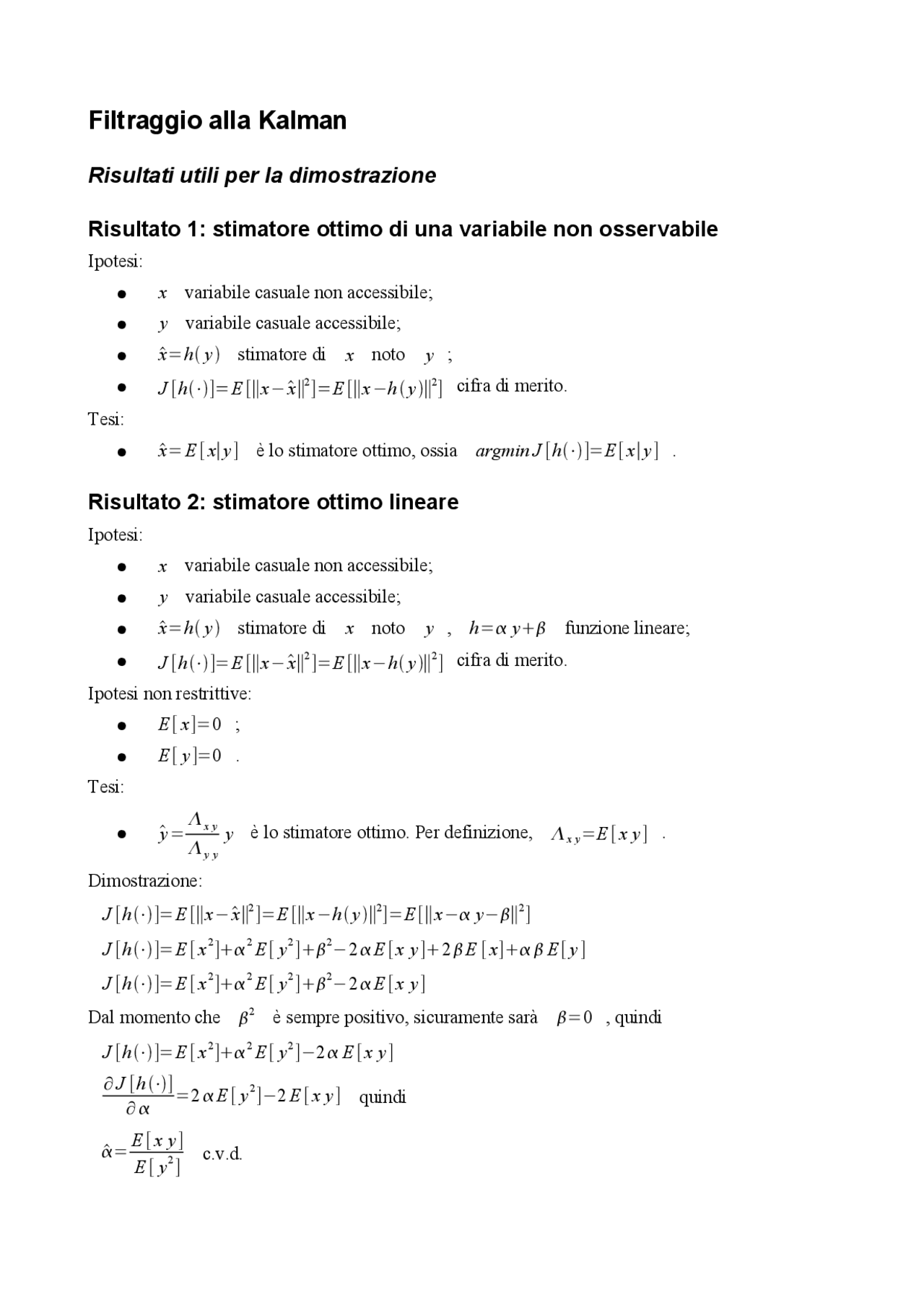 Teoria Del Filtraggio Stocastico Docsity