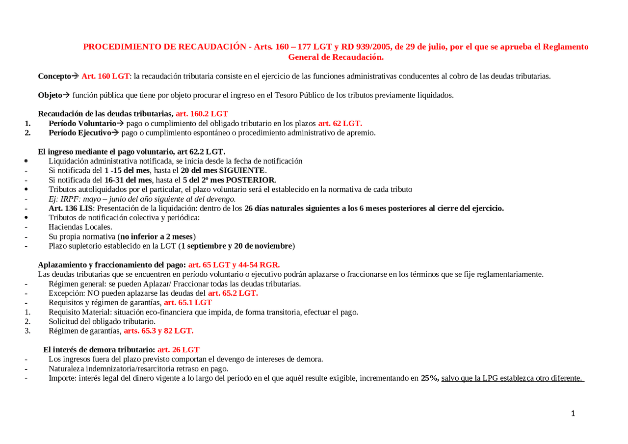 Procedimiento de recaudación - práctica tributaria - Docsity