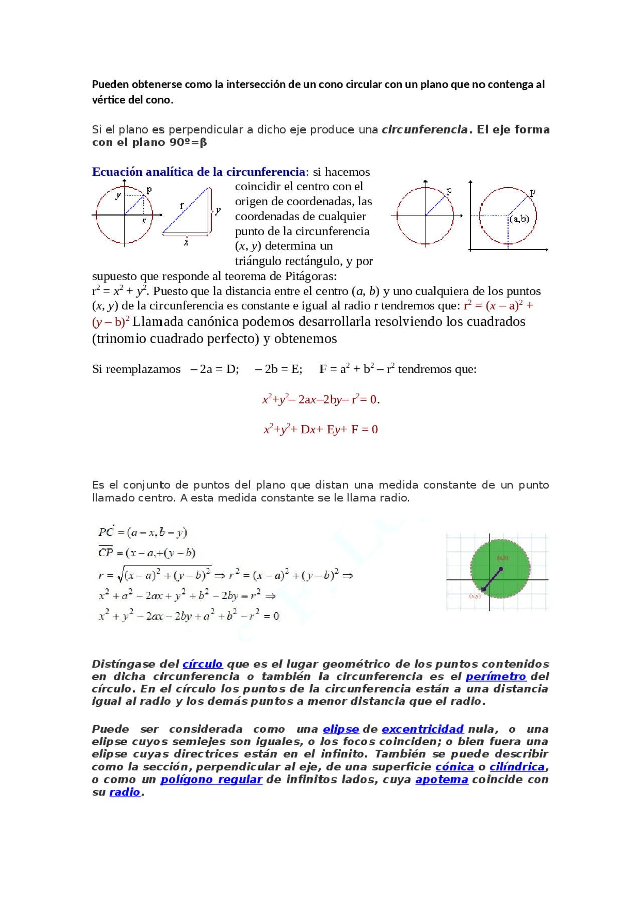 Circunferencia Matematicas 5to Bachillerato Docsity