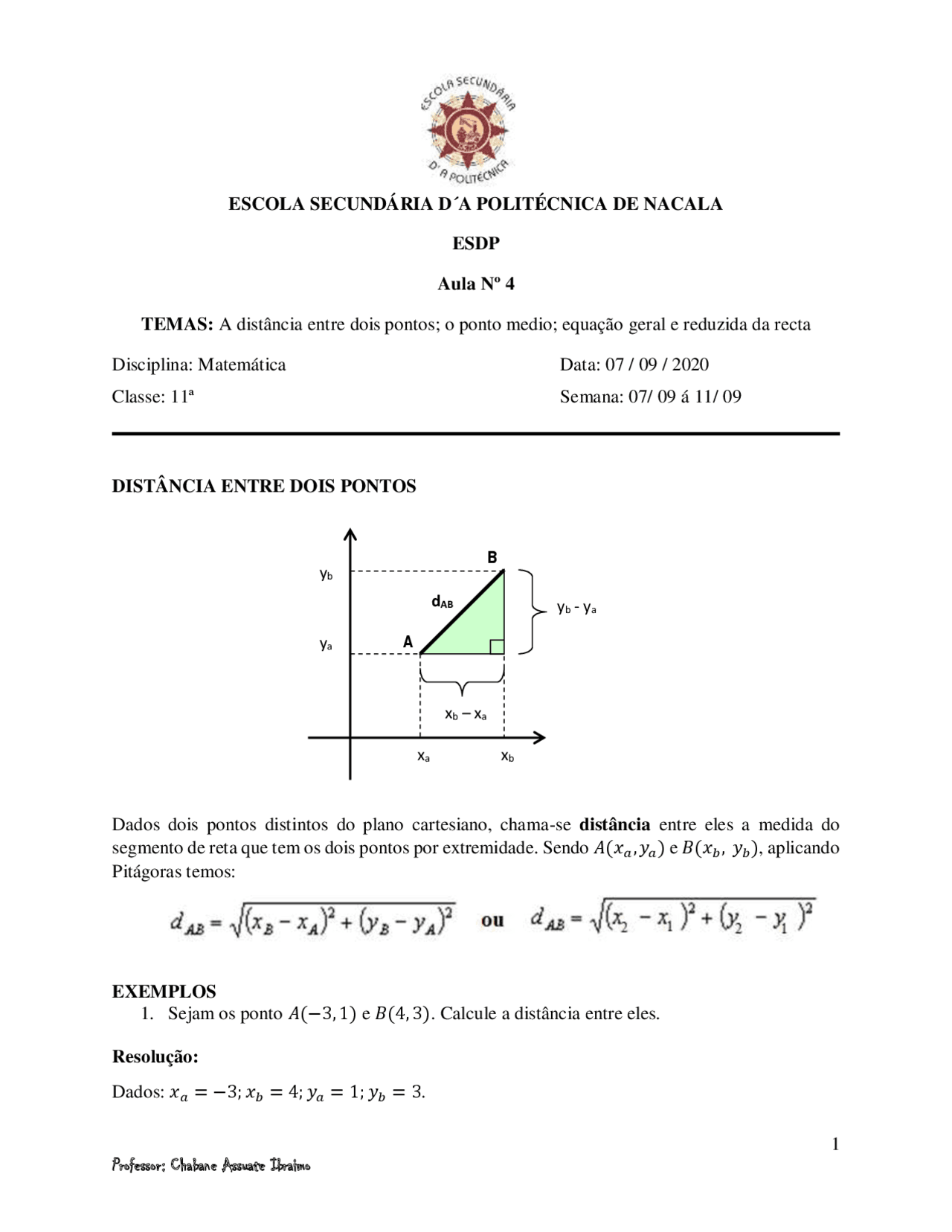 Distancia Entre Dois Pontos Exercicios Resolvidos Pdf - FDPLEARN