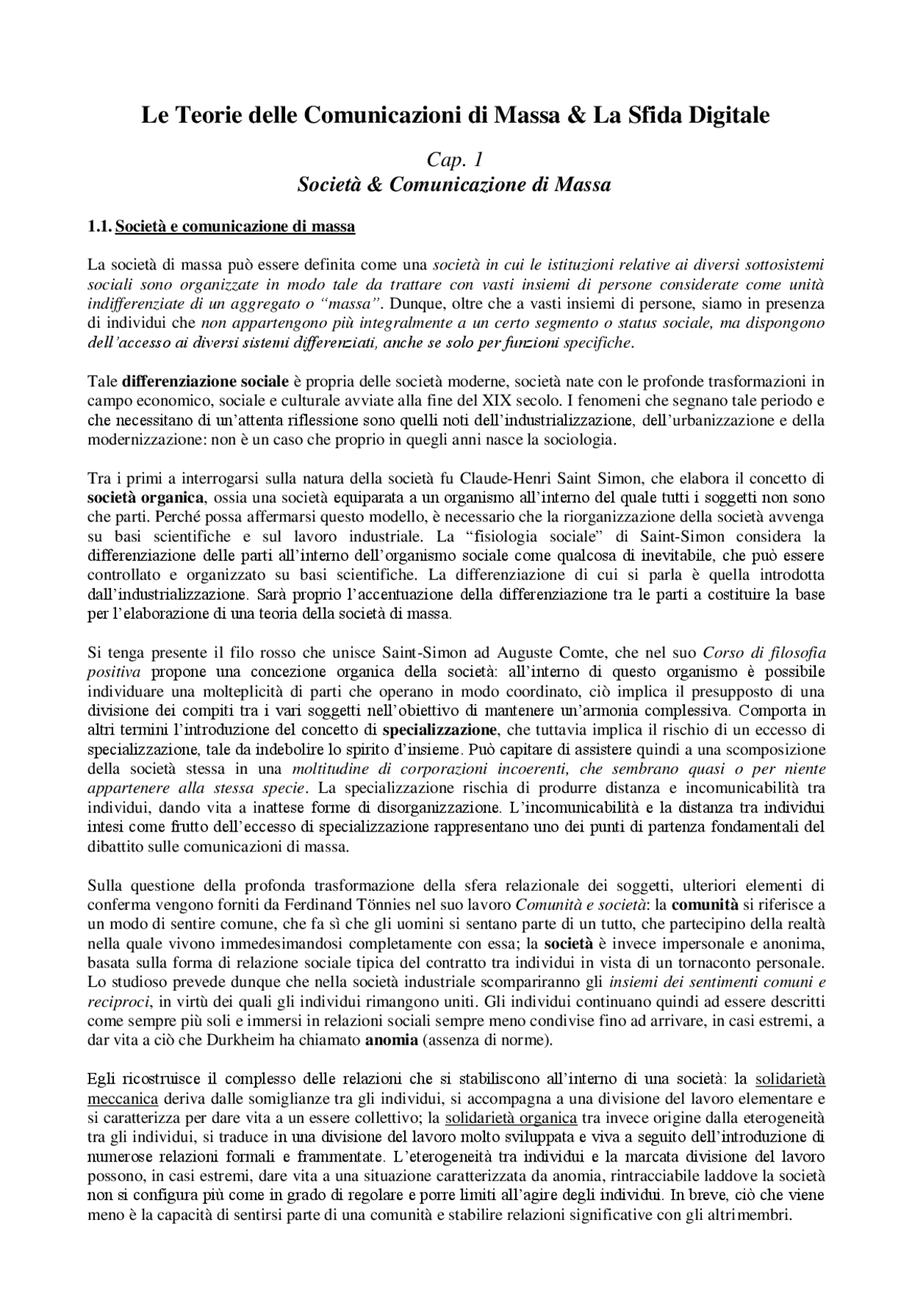 Le Teorie Delle Comunicazioni Di Massa E La Sfida Digitale