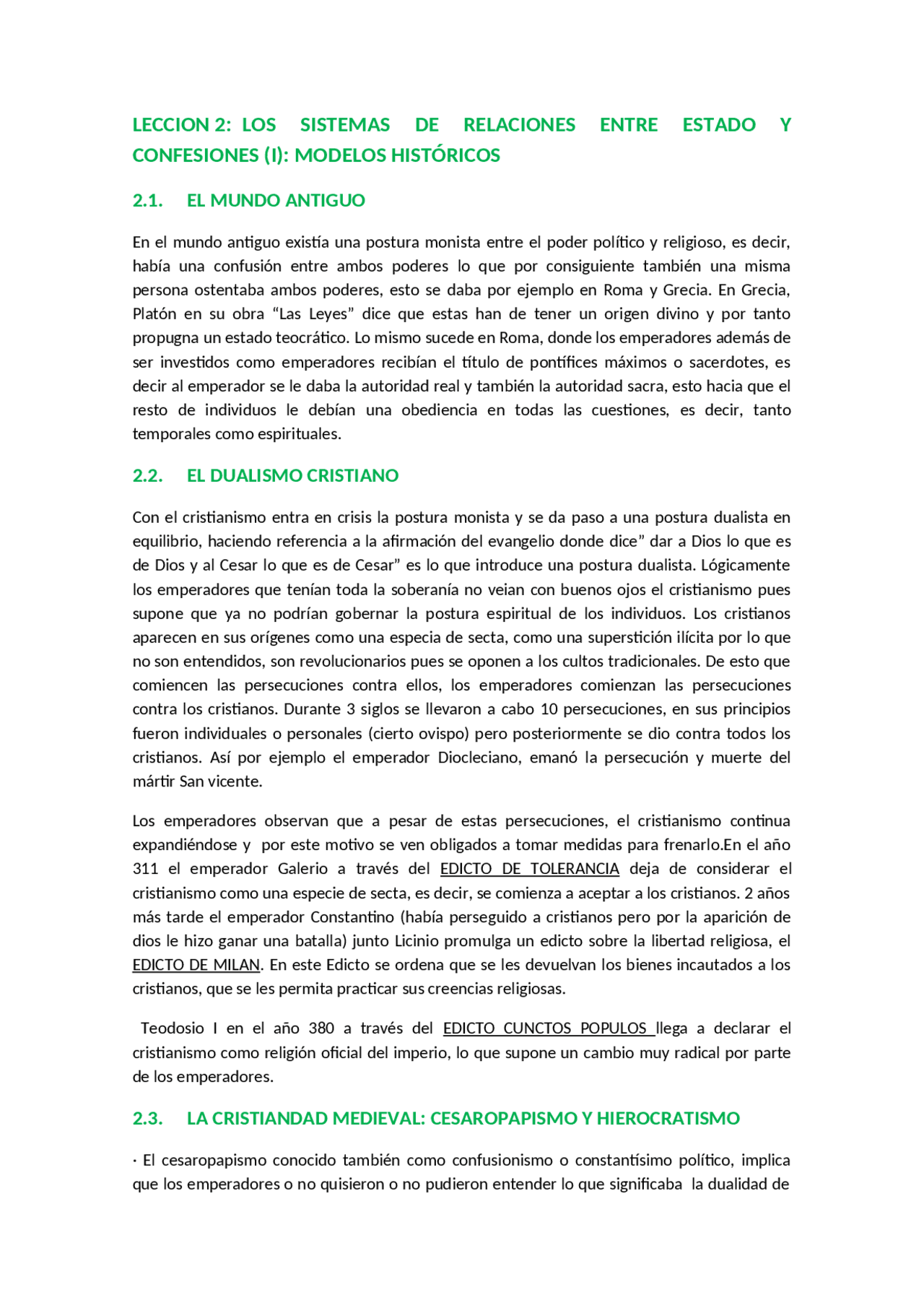 DERECHO ECLESIÁSTICO Docsity