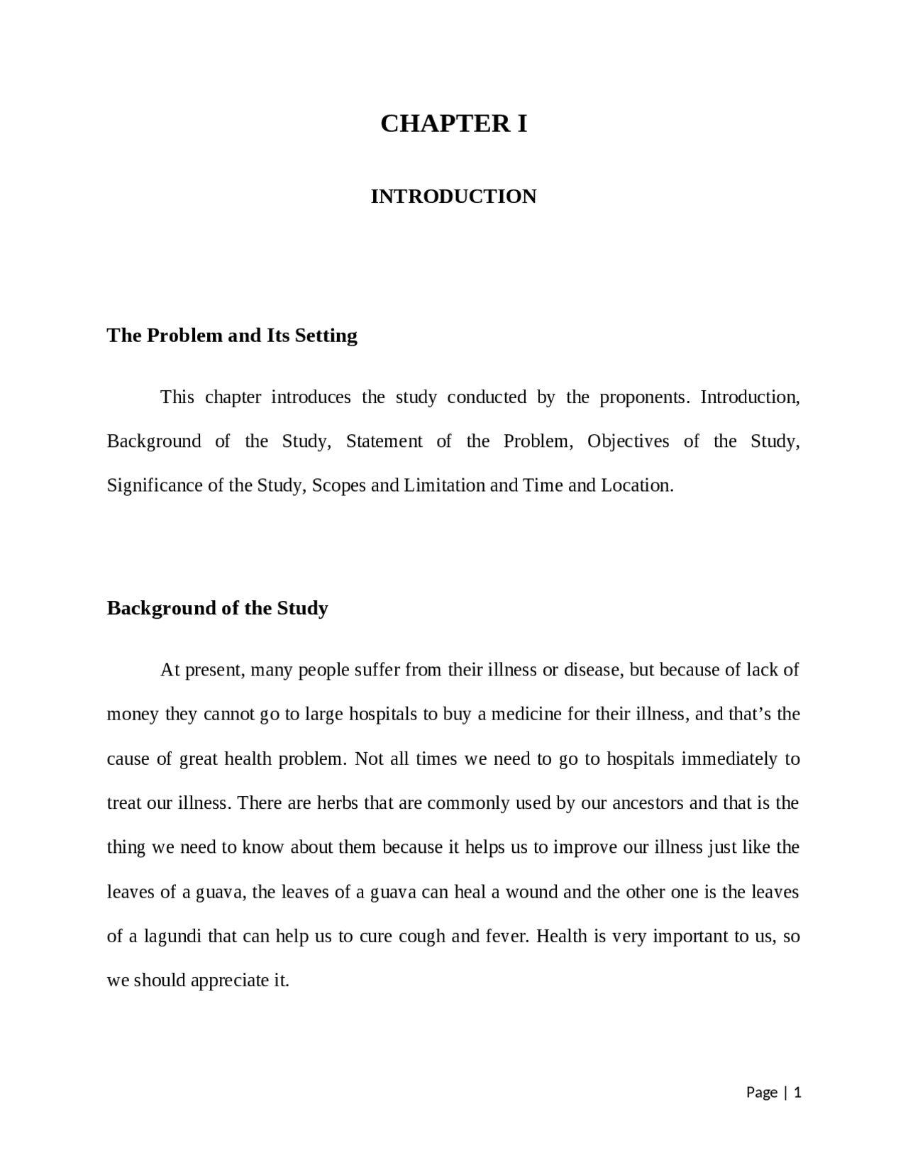 The Problem and Its Setting Background of the Study - Docsity