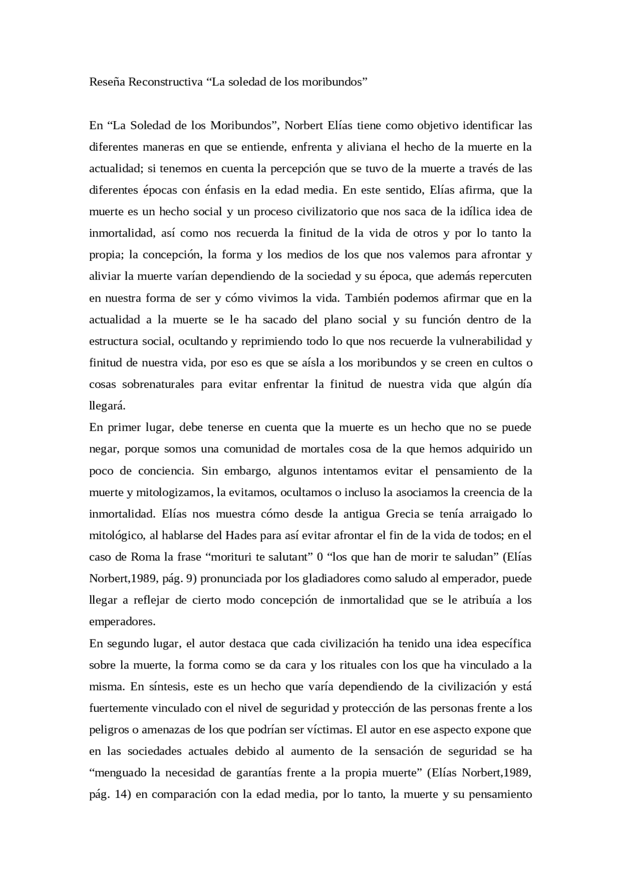 Analisis La Soledad De Los Moribundos Docsity