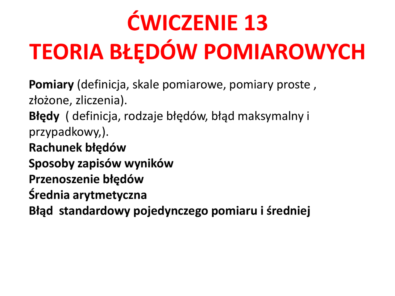 Teoria błędów pomiarowych: omówienie | Prezentacje Matematica Generale