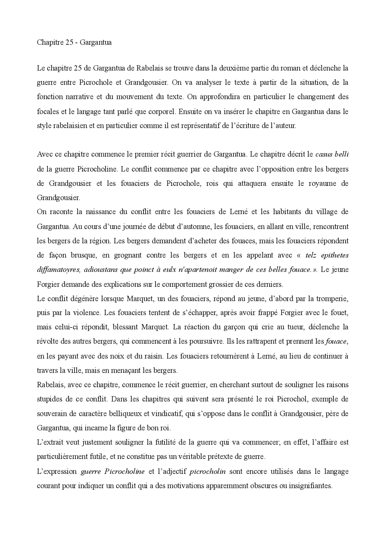 Resume Gargantua Chapitre Par Chapitre Analyse chapitre 25 de Gargantua - Rabelais | Appunti di Letteratura  Francese | Docsity