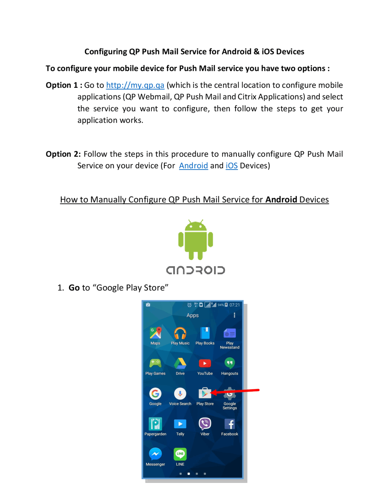 Configuring Push Mail Service - Docsity