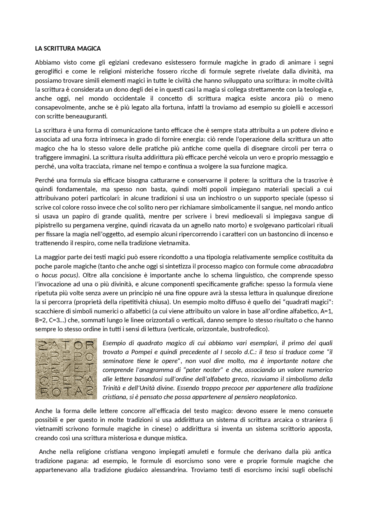 Approfondimento sulle Scritture Magiche - Docsity