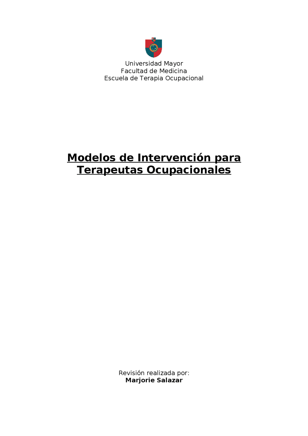 Modelos de la terapia ocupacional Apuntes de Terapia Ocupacional Docsity Modelos de la terapia ocupacional Apuntes de Terapia Ocupacional Docsity