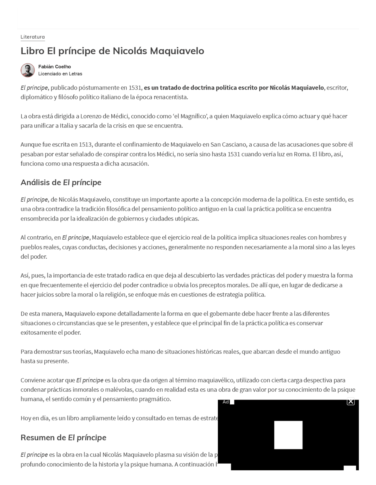 El Principe Resumen Y Analisis Docsity