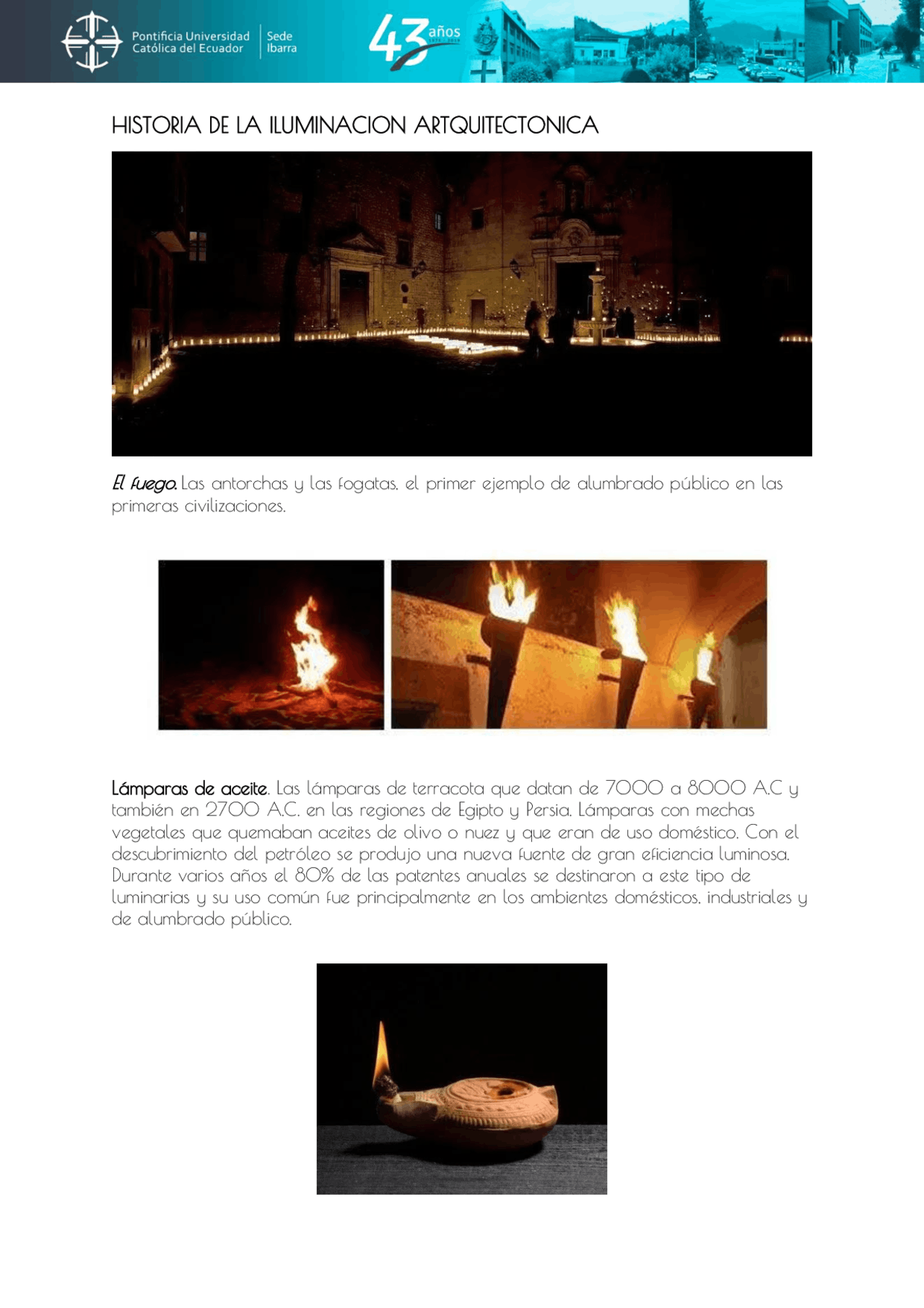 HISTORIA DE LA ILUMINACION ARQUITECTONICA - Docsity