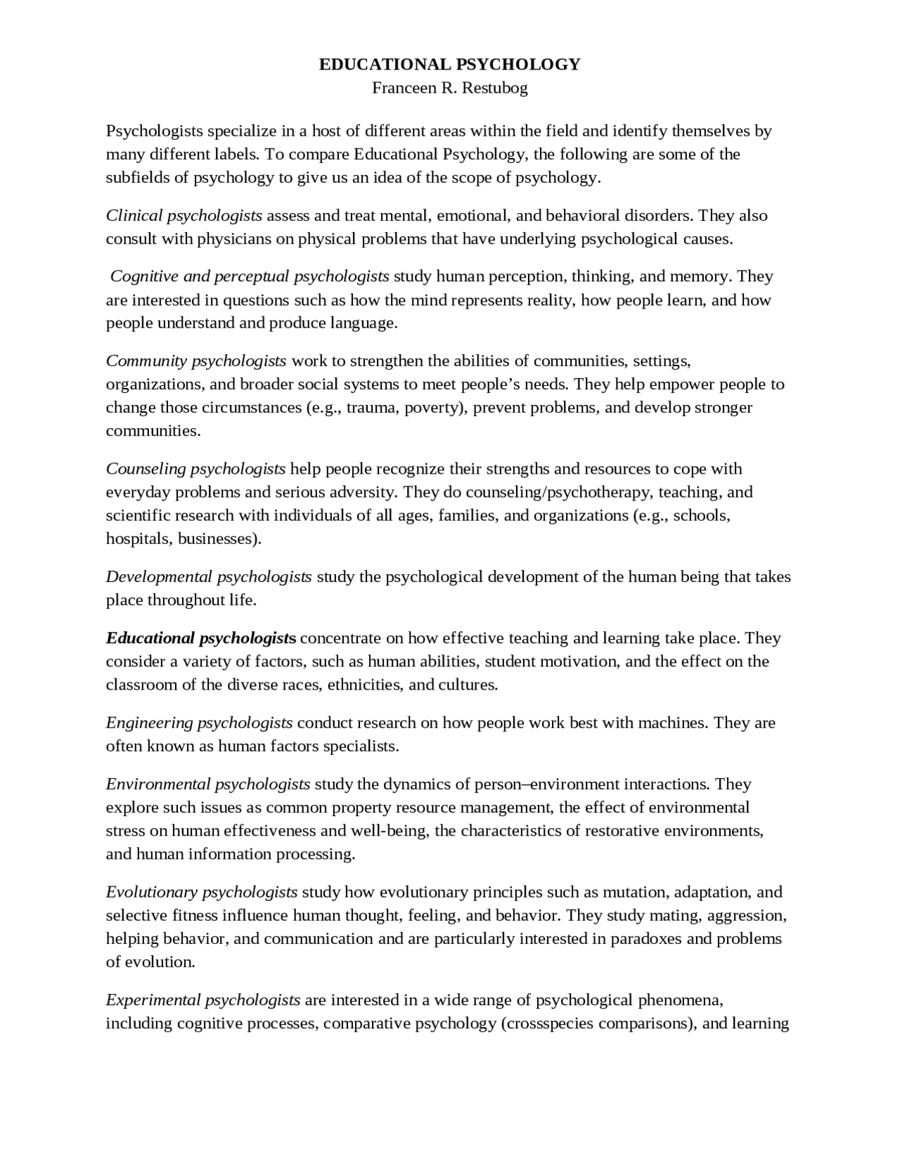 developmental psychologists study physical cognitive and