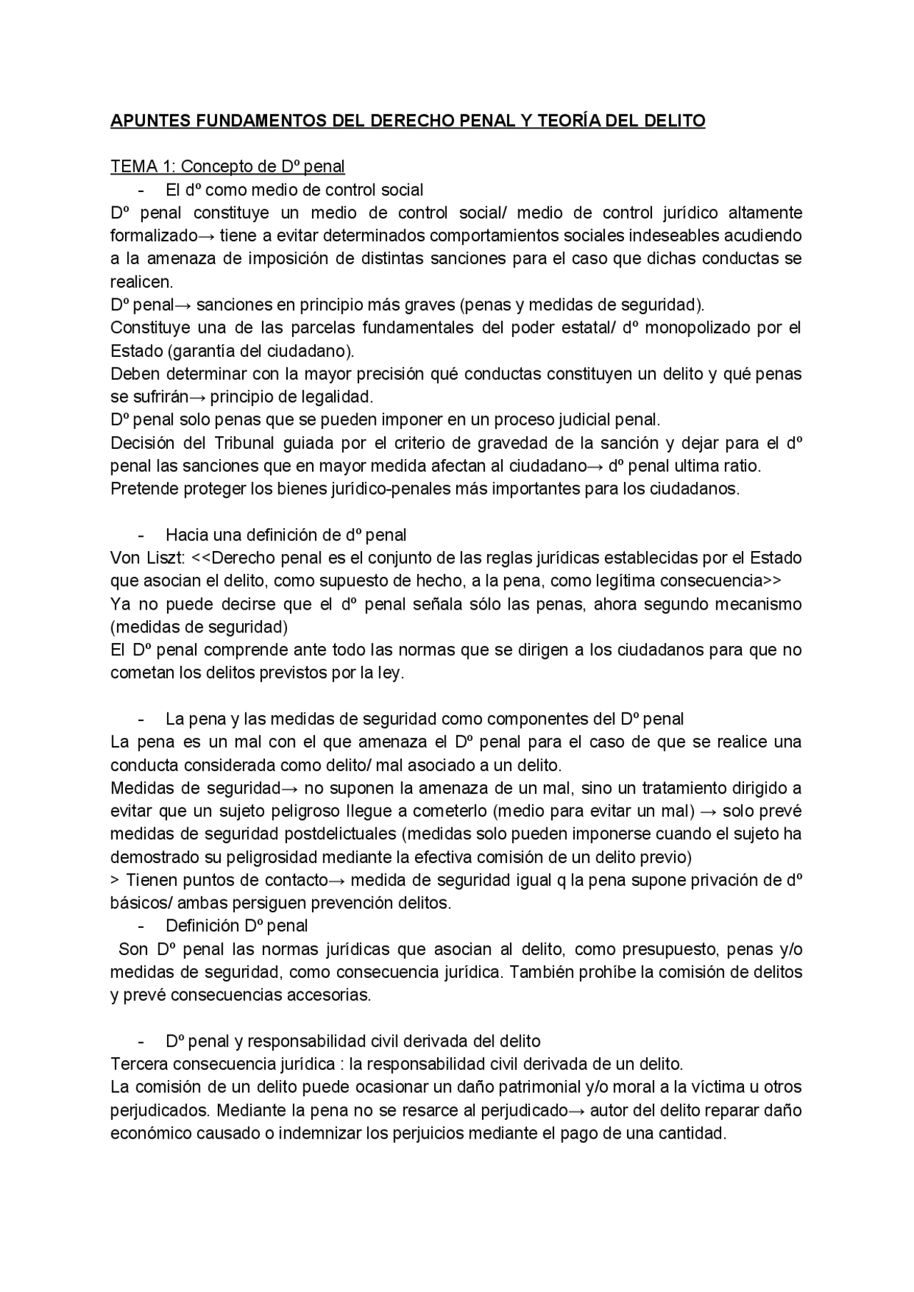 APUNTES FUNDAMENTOS DEL DERECHO PENAL Y TEORÍA DEL DELITO | Apuntes de ...