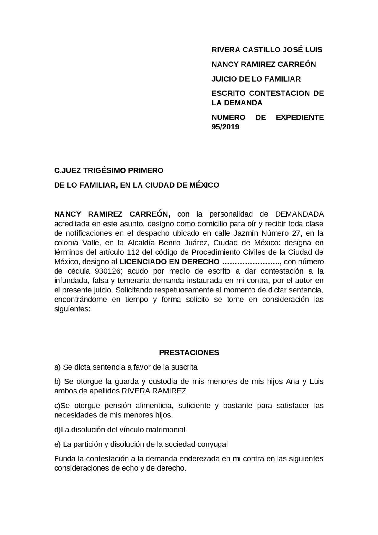 Ejemplo de demanda civil Apuntes de Derecho Civil Docsity Ejemplo de demanda civil Apuntes de Derecho Civil Docsity