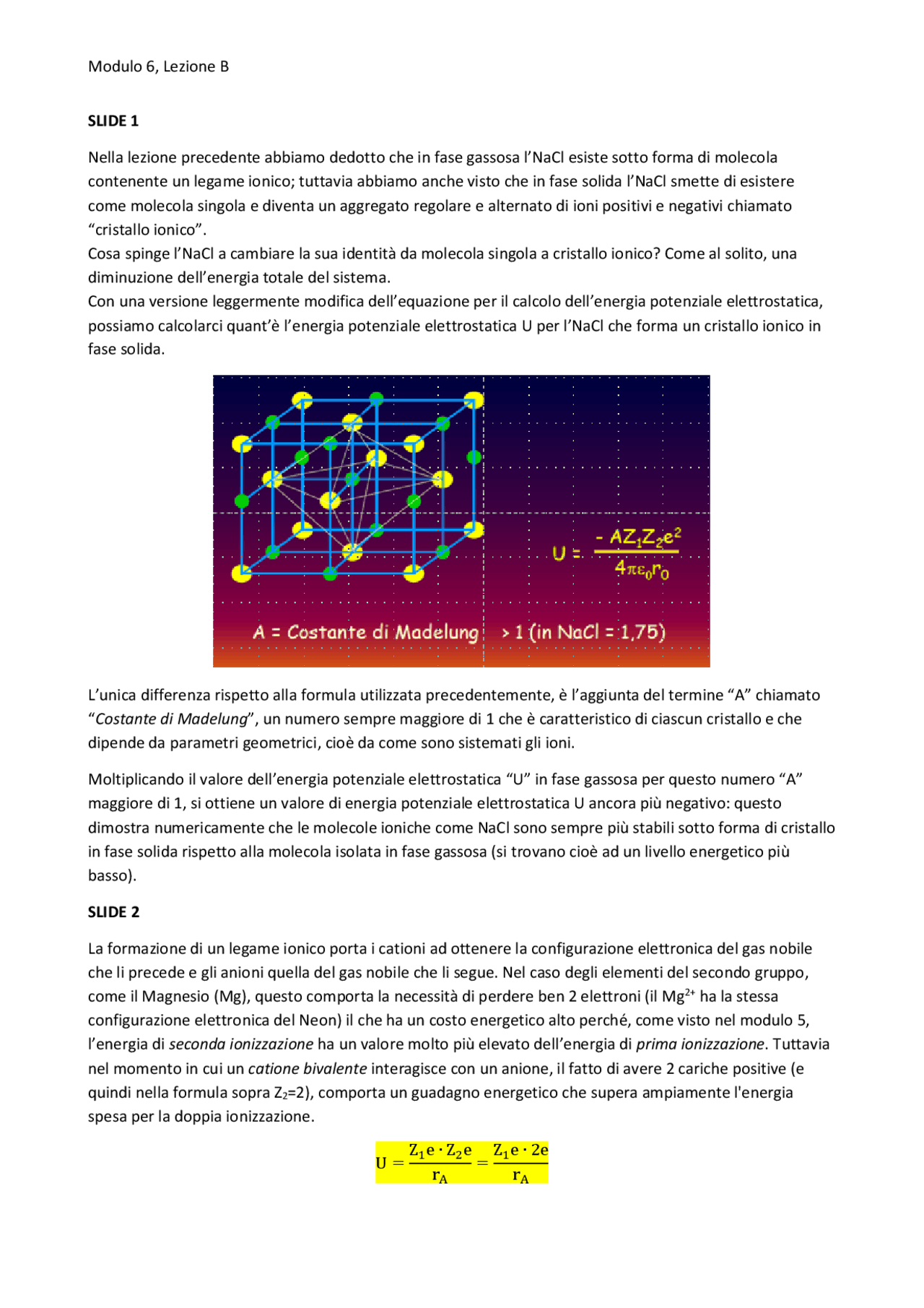 LEZIONI DI CHIMICA - Legami chimici (ionici e covalenti) - Docsity