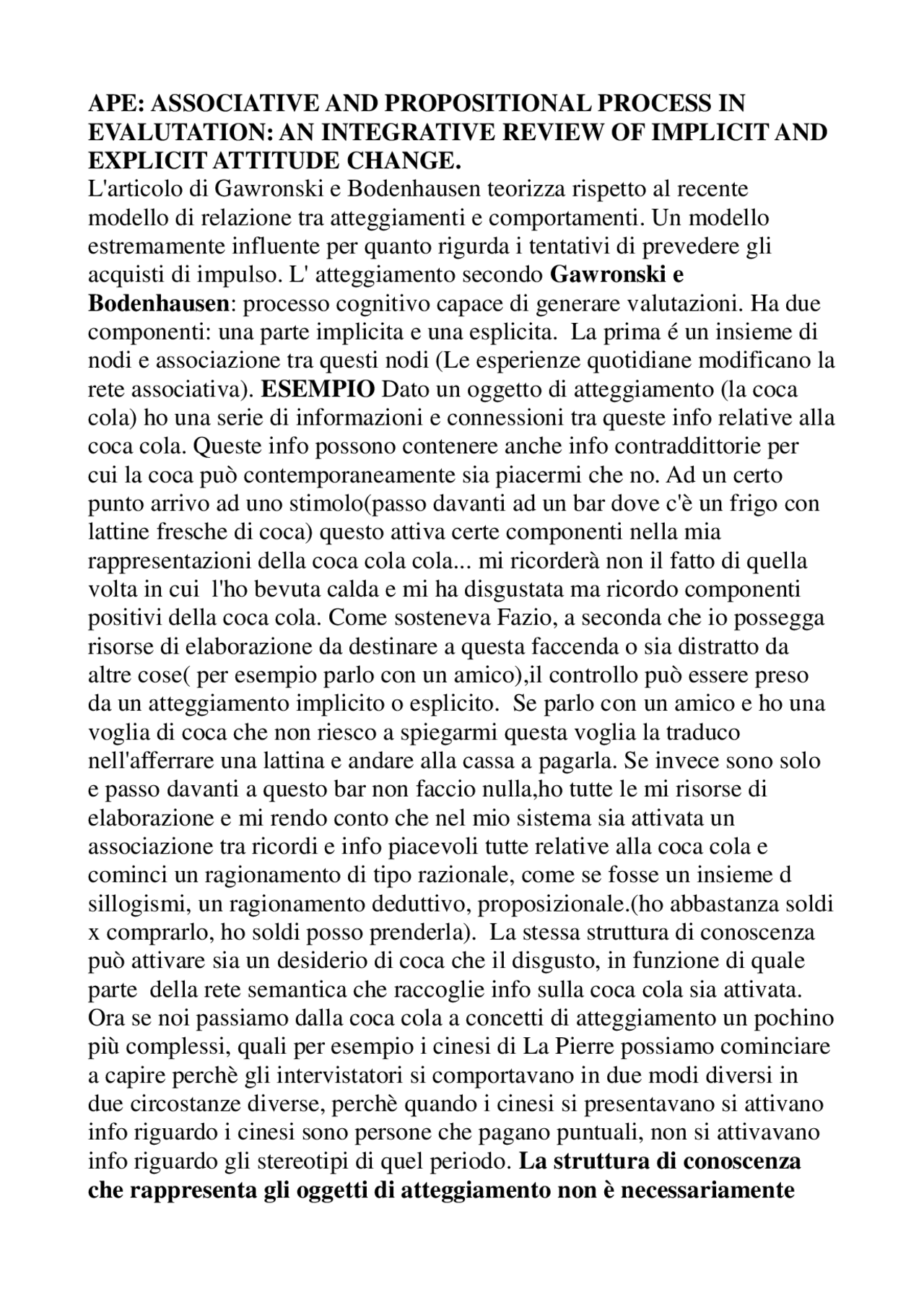 APE: ASSOCIATIVE AND PROPOSITIONAL PROCESS IN EVALUTATION: AN ...