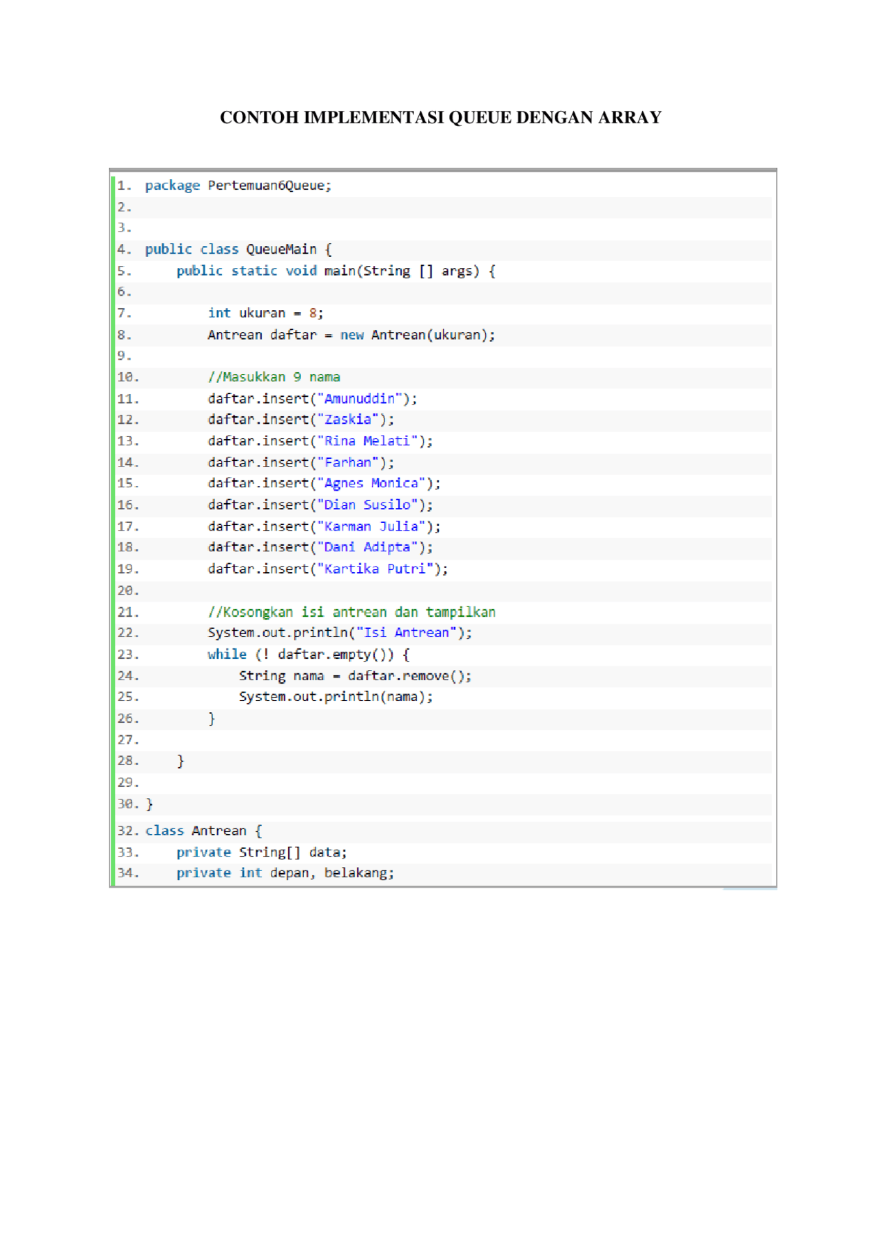 Array Implementasi array - Docsity