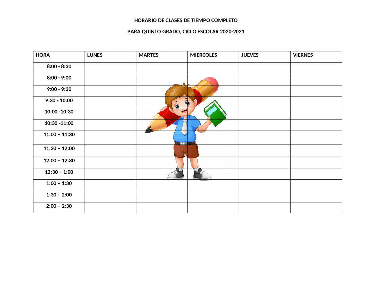 Horario De Clases De 5 Grado Gu as Proyectos Investigaciones De