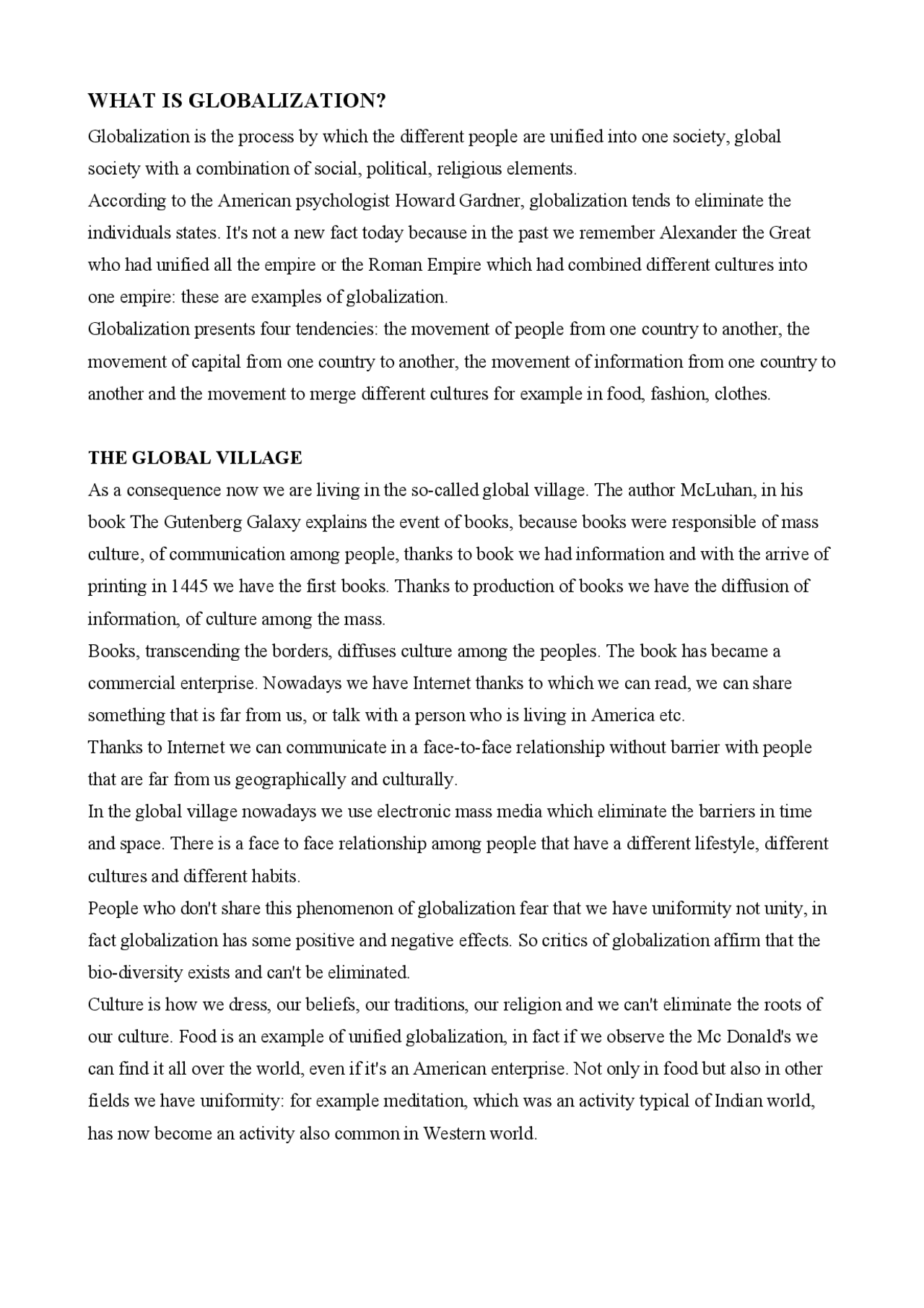 Globalization Inglese Docsity