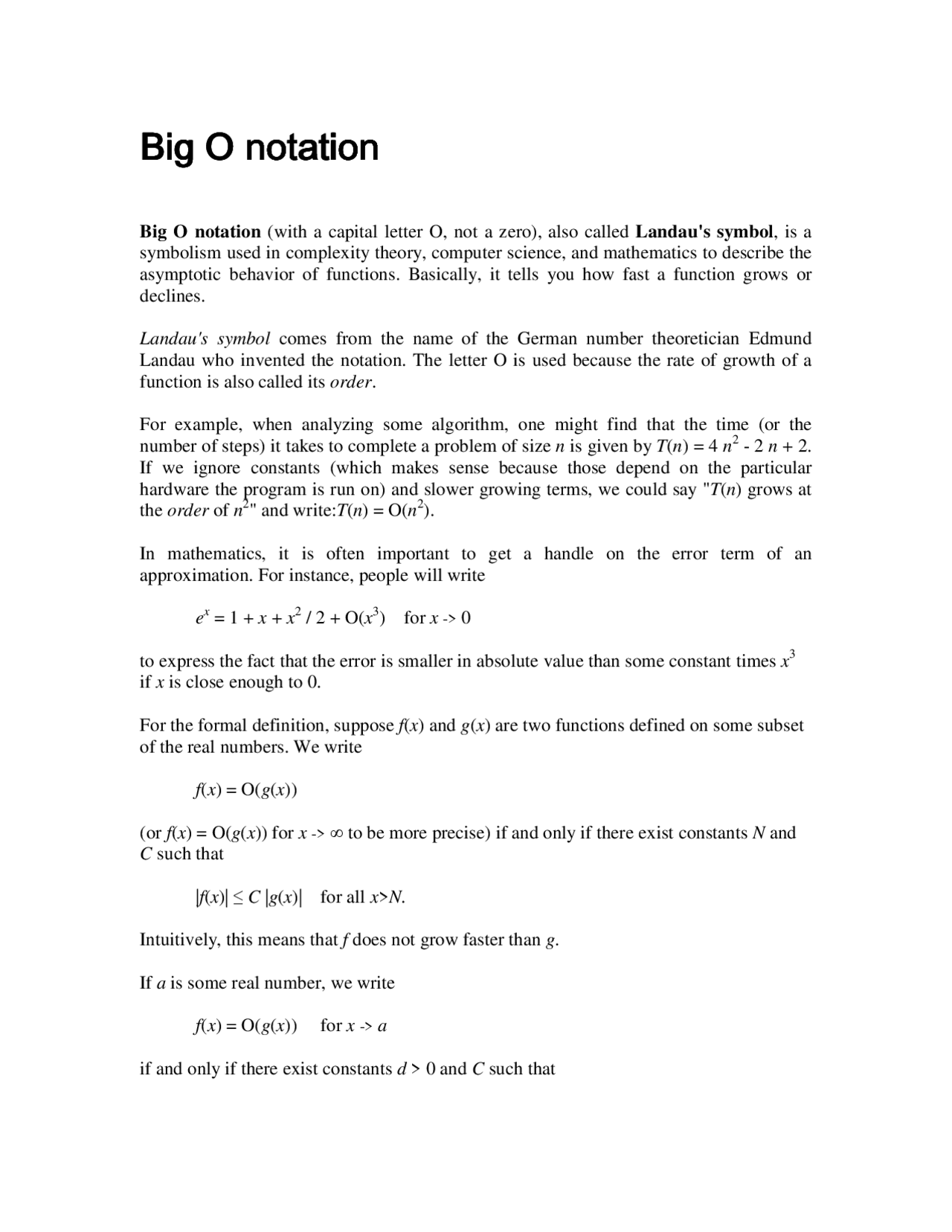 Big O Notation Cheat Sheet - Docsity