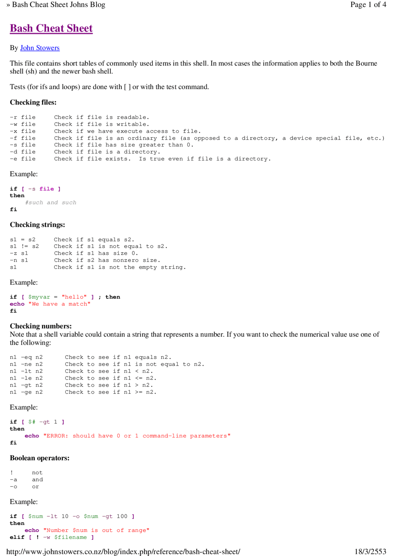 Bash Cheat Sheet | Cheat Sheet Computer Communication Systems - Docsity