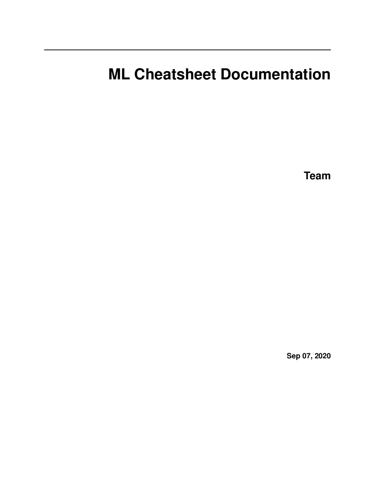 Machine Learning Cheatsheet Documentation - Docsity