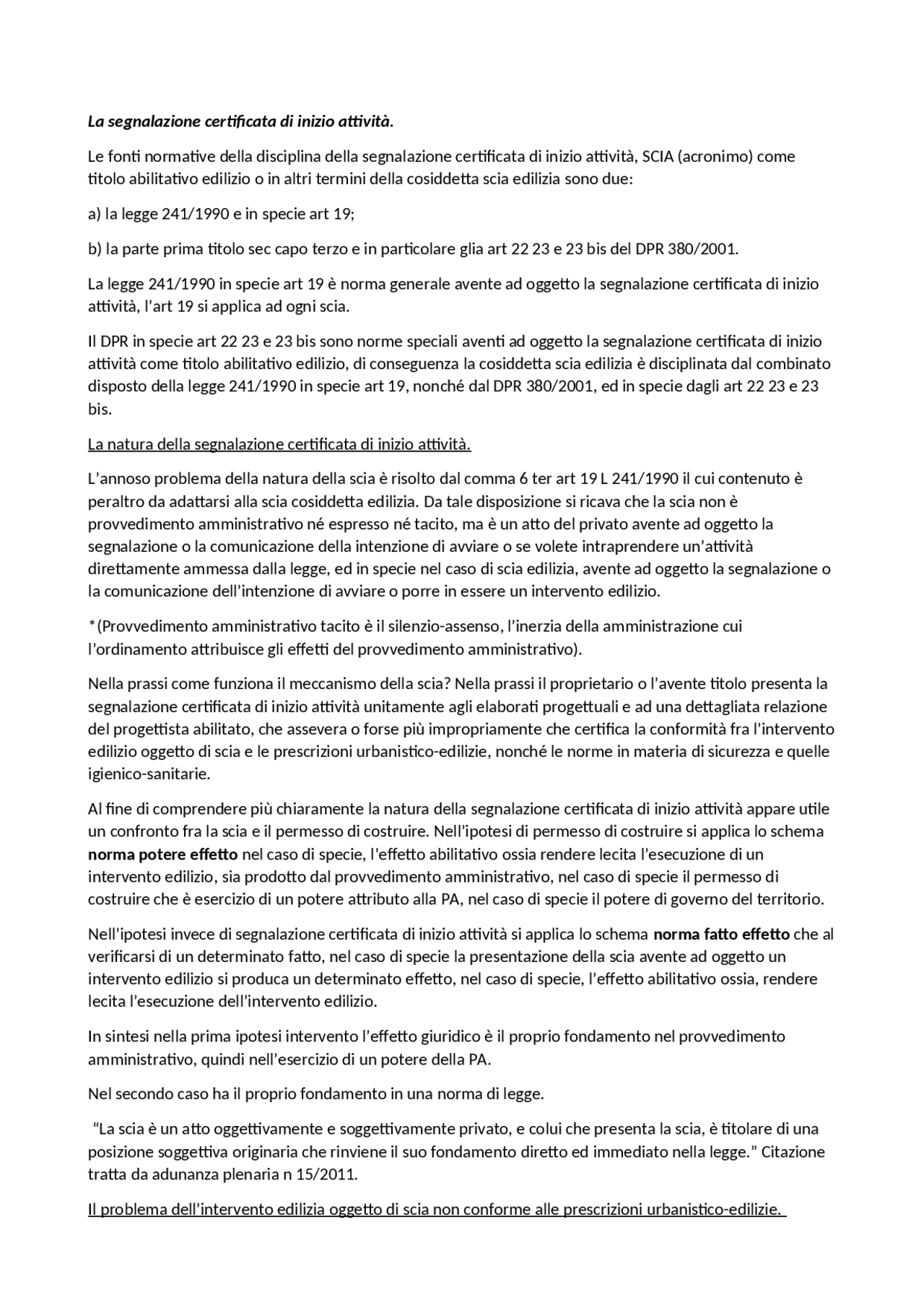Segnalazione certificata di inizio attività prima parte Docsity