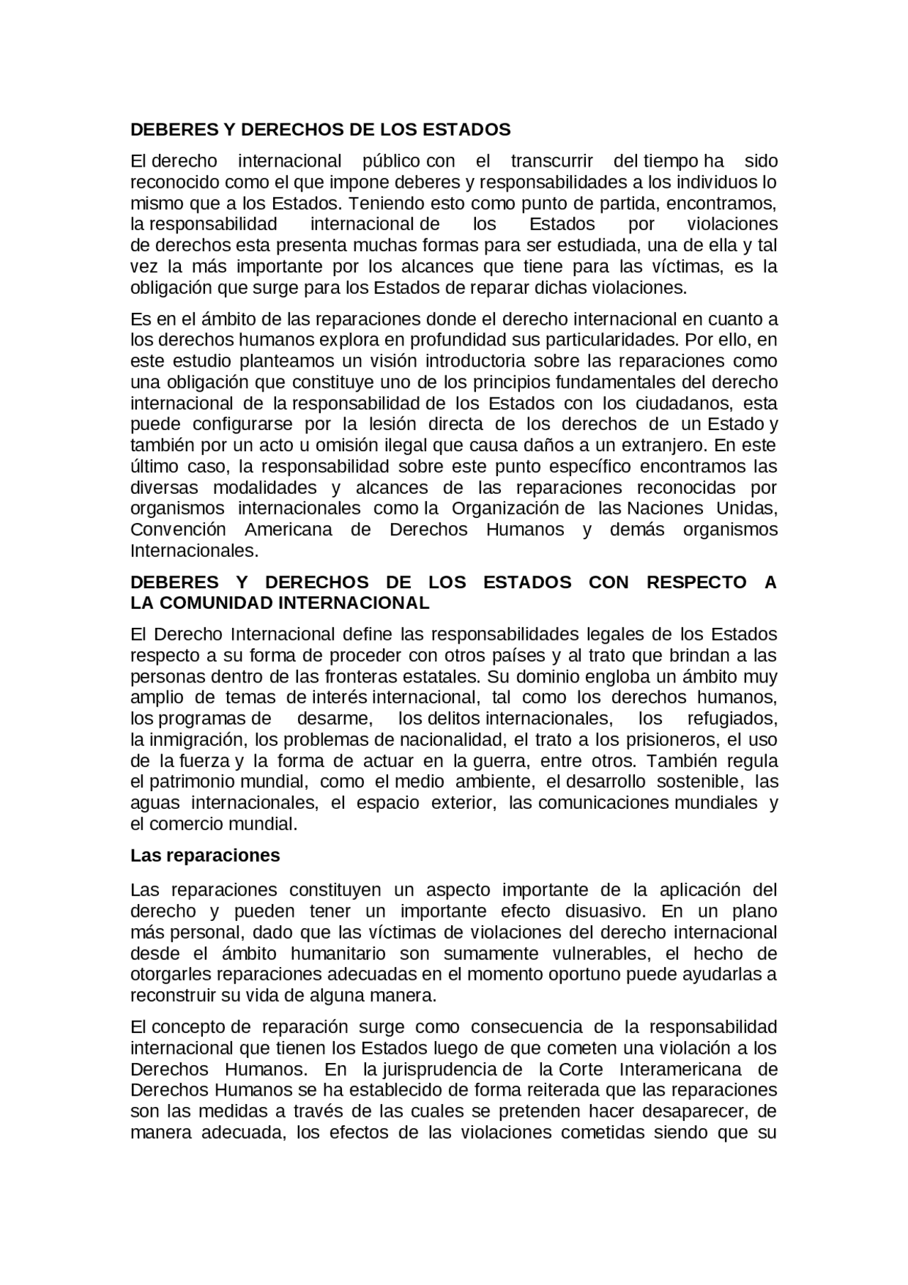 DEBERES Y DERECHOS DE LOS ESTADOS - Docsity