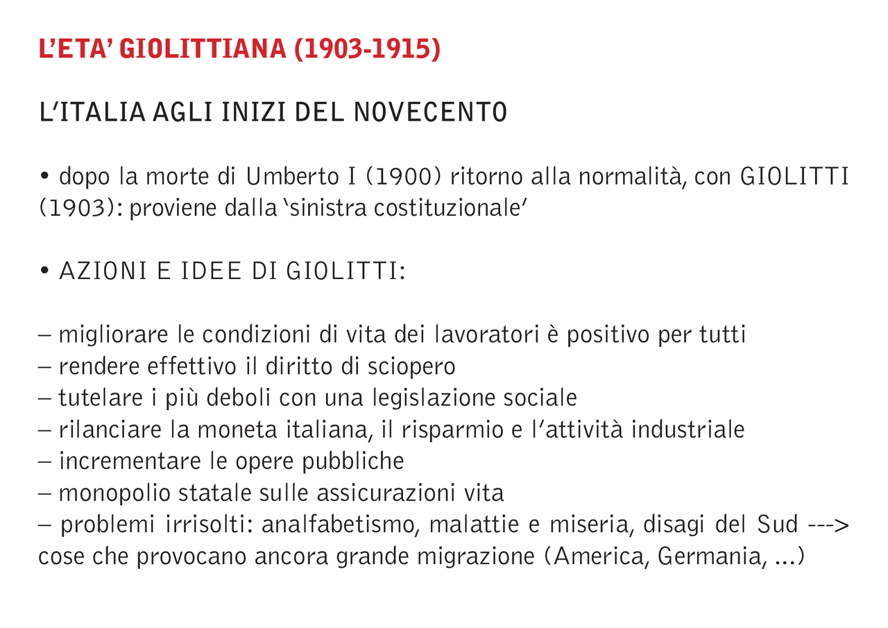 Età giolittiana e sinistra storica Schemi e mappe concettuali di