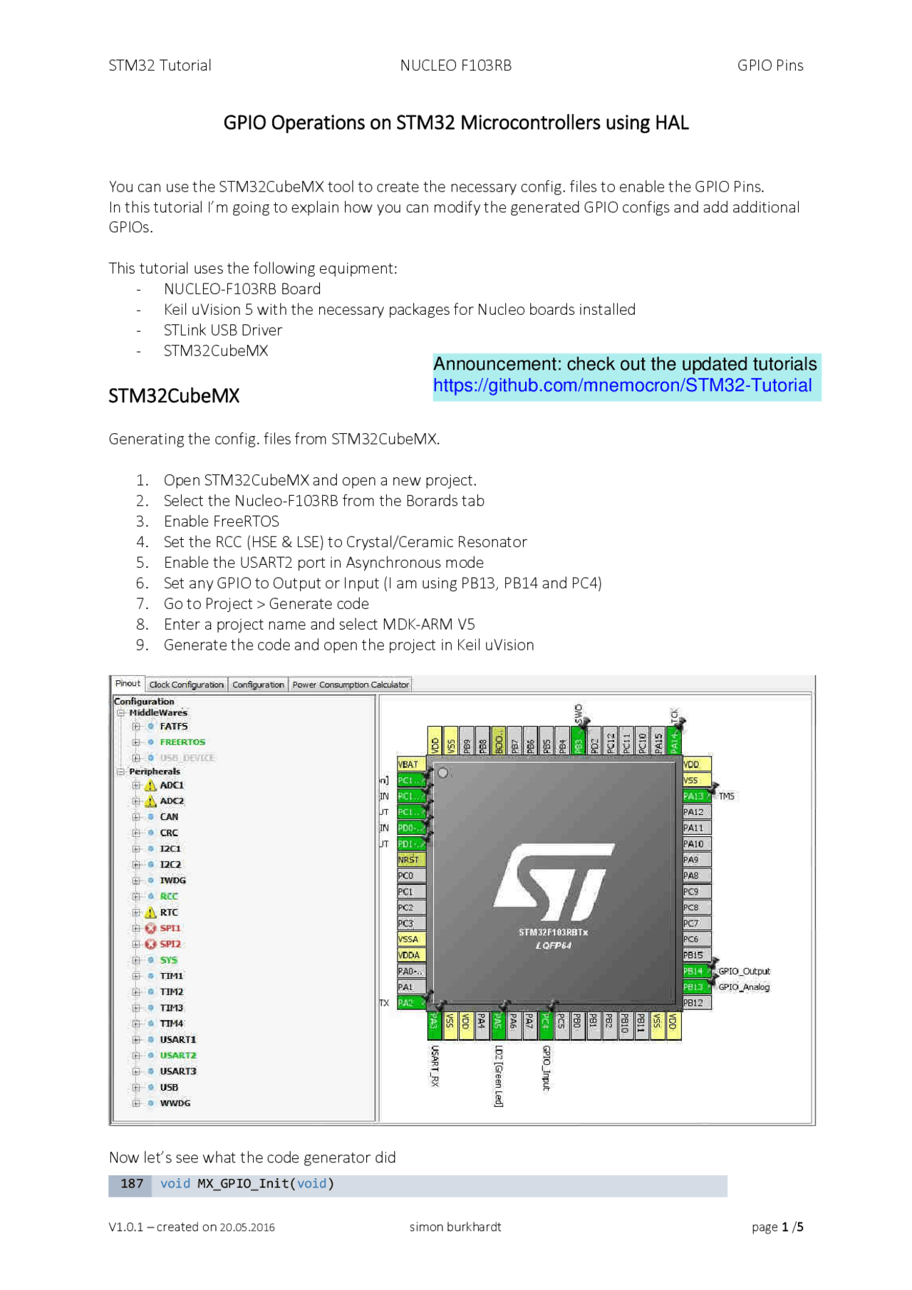 Stm32 tutorial gpio hal - Docsity