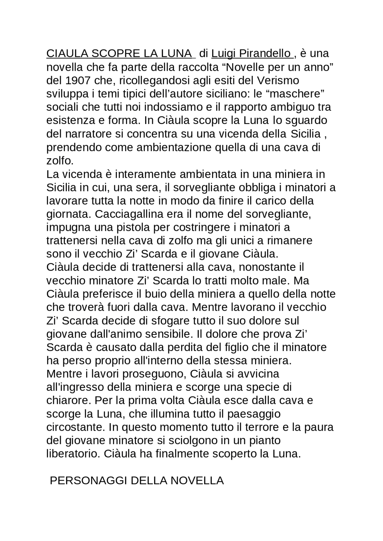 Ciaula scopre la luna Docsity Ciaula scopre la luna Docsity