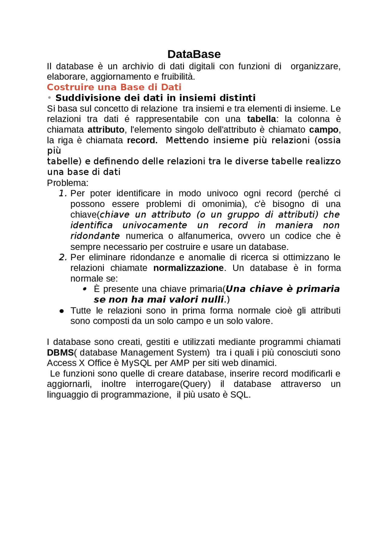 Informatica Database - Docsity